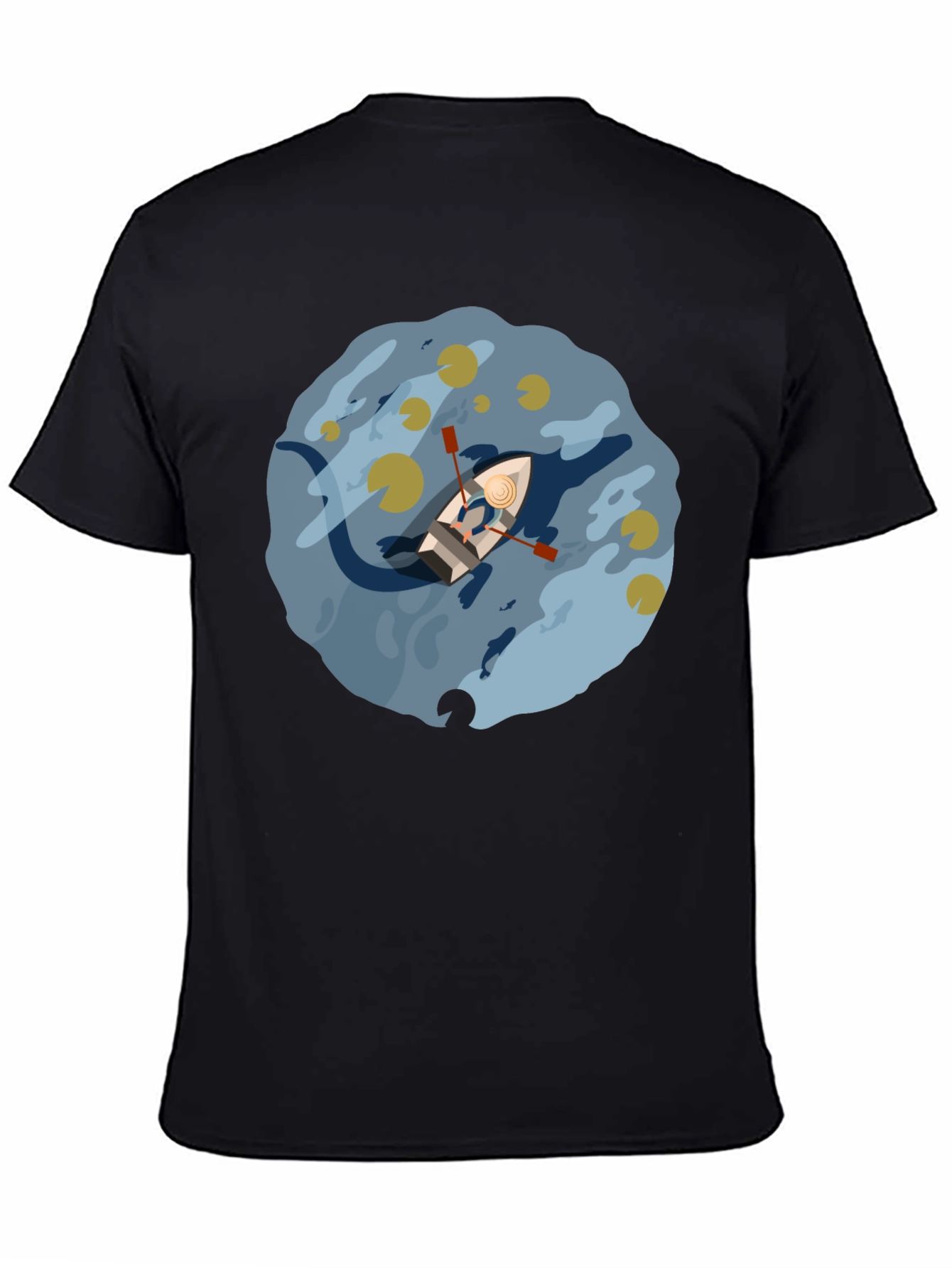 Rowboat Lake Graphic Tee - Black Cotton Comfort