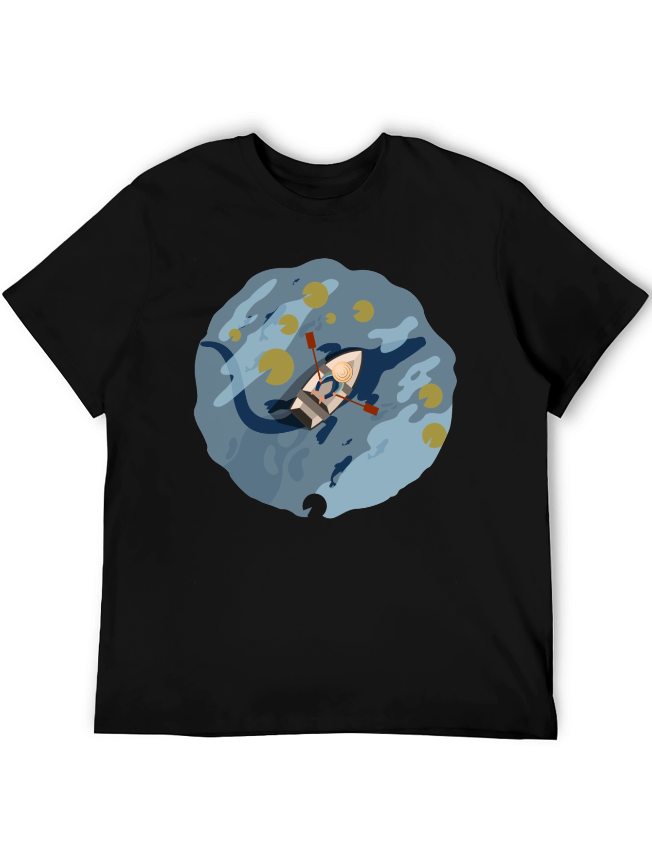 Rowboat Lake Graphic Tee - Black Cotton Comfort