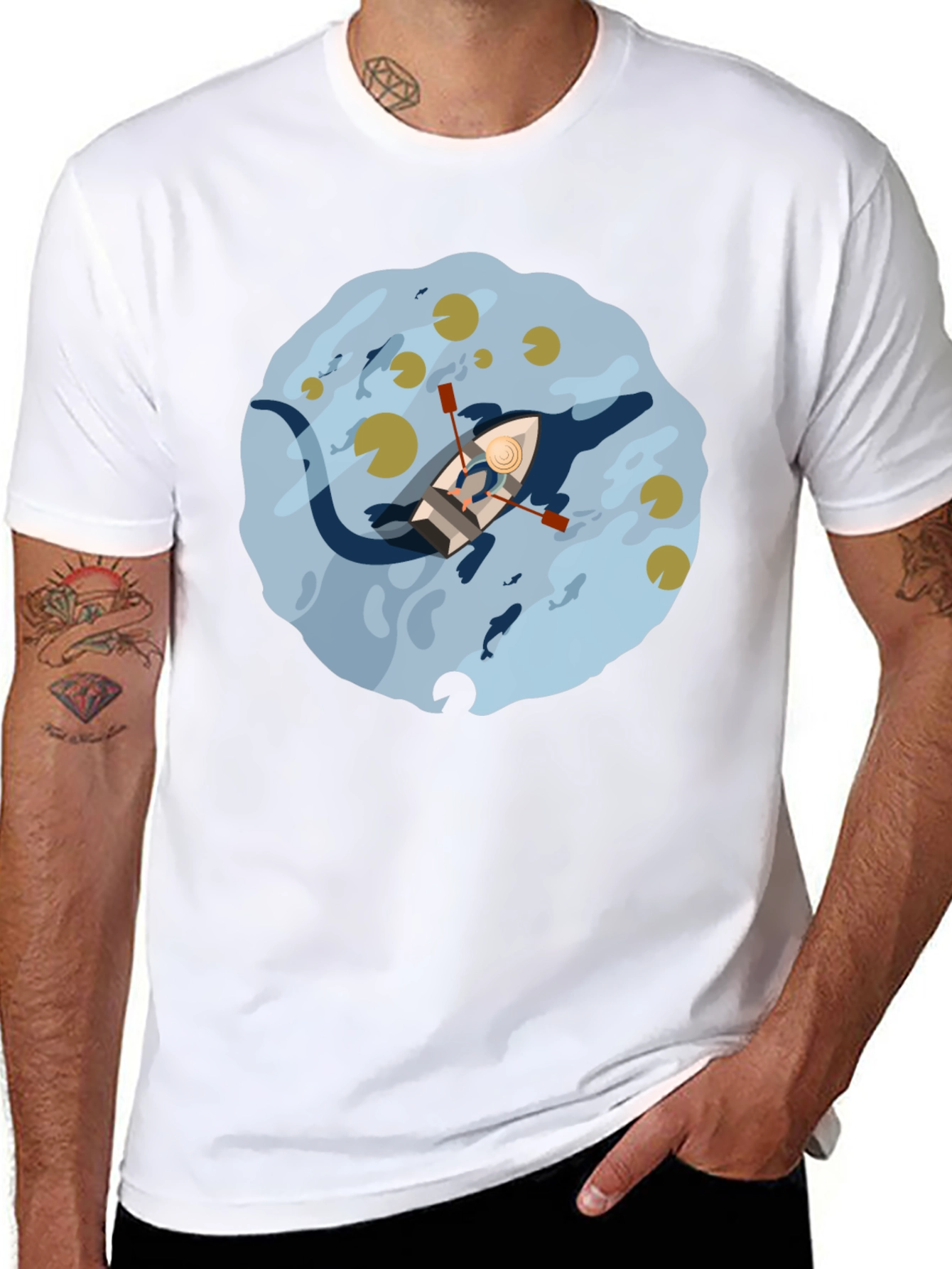 Rowboat Lake Graphic Tee - Black Cotton Comfort