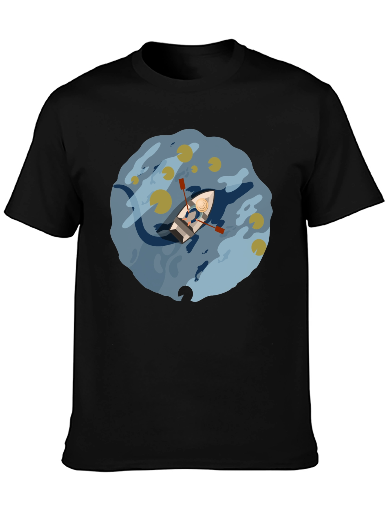 Rowboat Lake Graphic Tee - Black Cotton Comfort