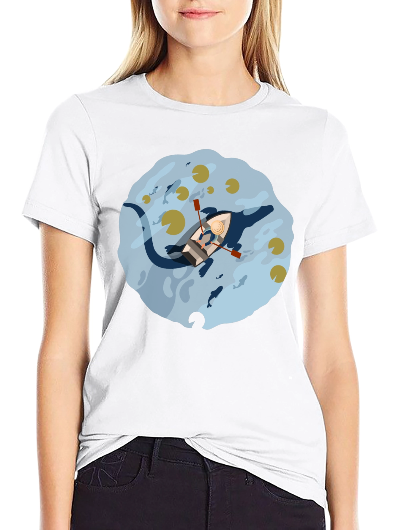 Rowboat Lake Graphic Tee - Black Cotton Comfort