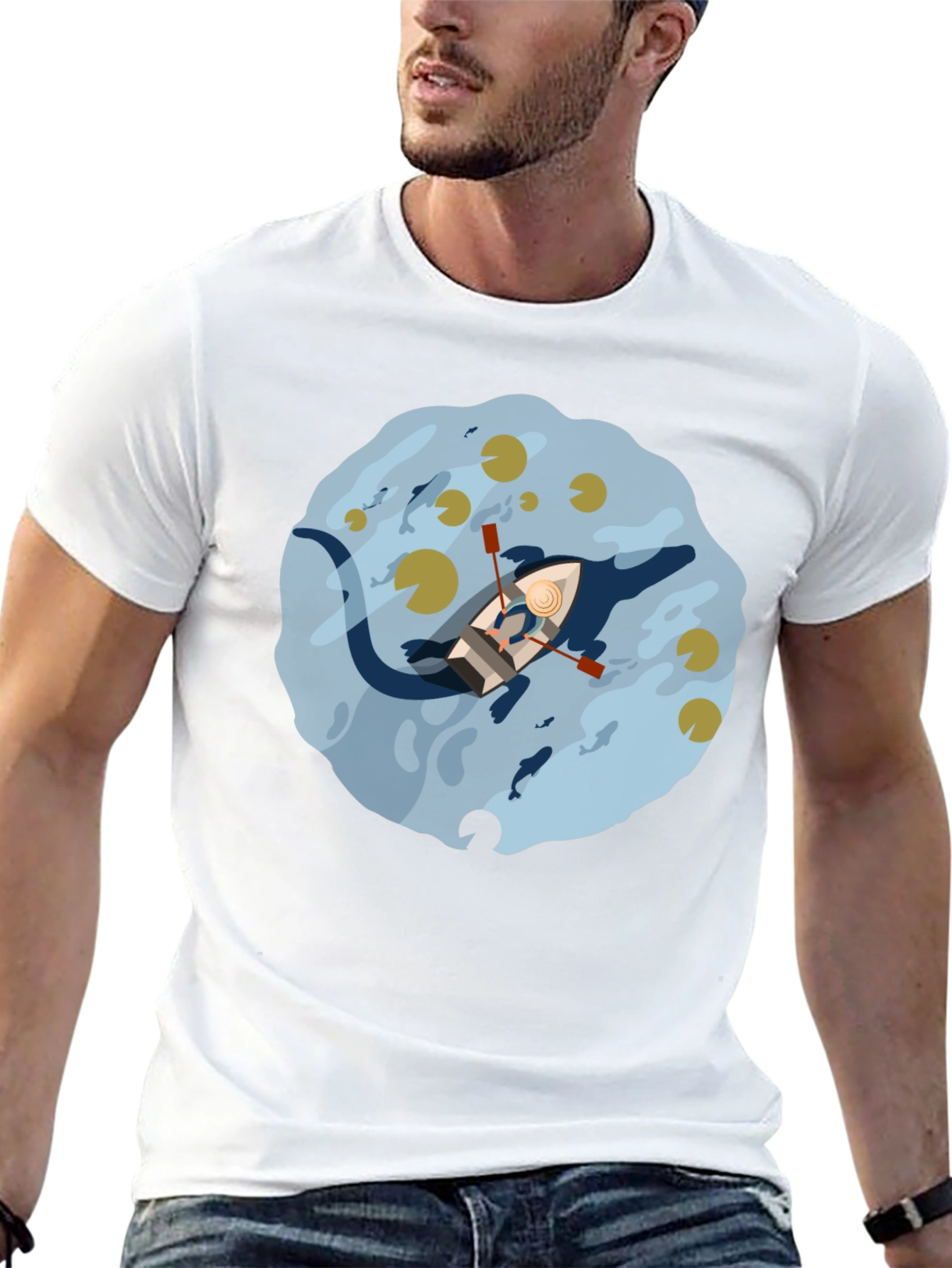 Rowboat Lake Graphic Tee - Black Cotton Comfort