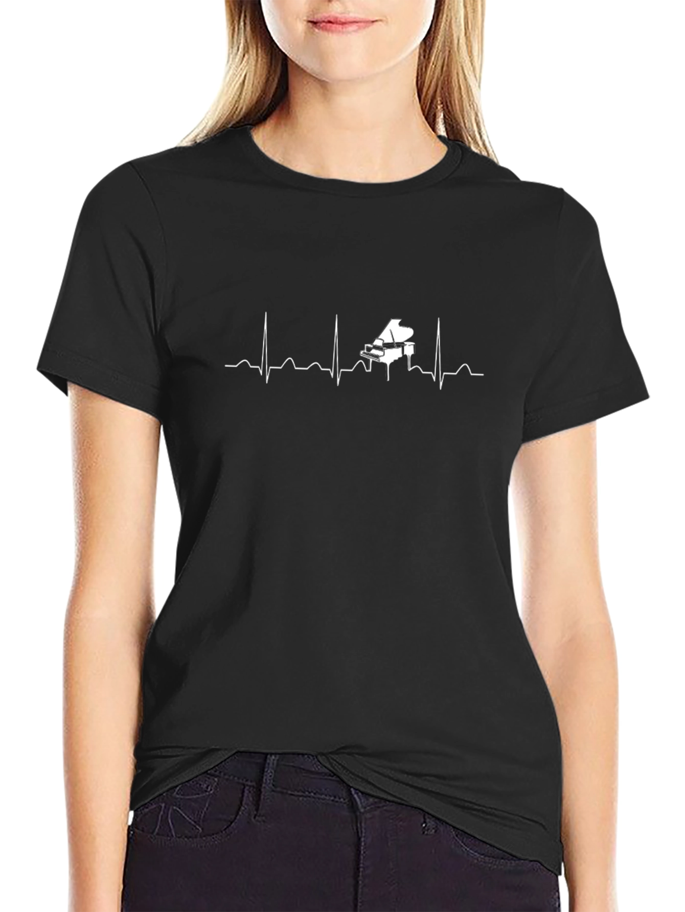 Piano Heartbeat T-Shirt - Music Lover Tee