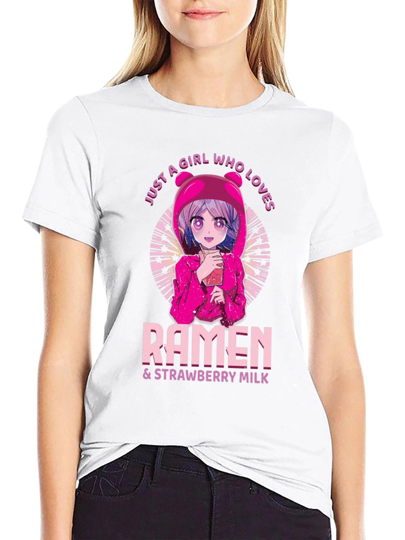 Ramen & Strawberry Milk Anime Girl T-Shirt