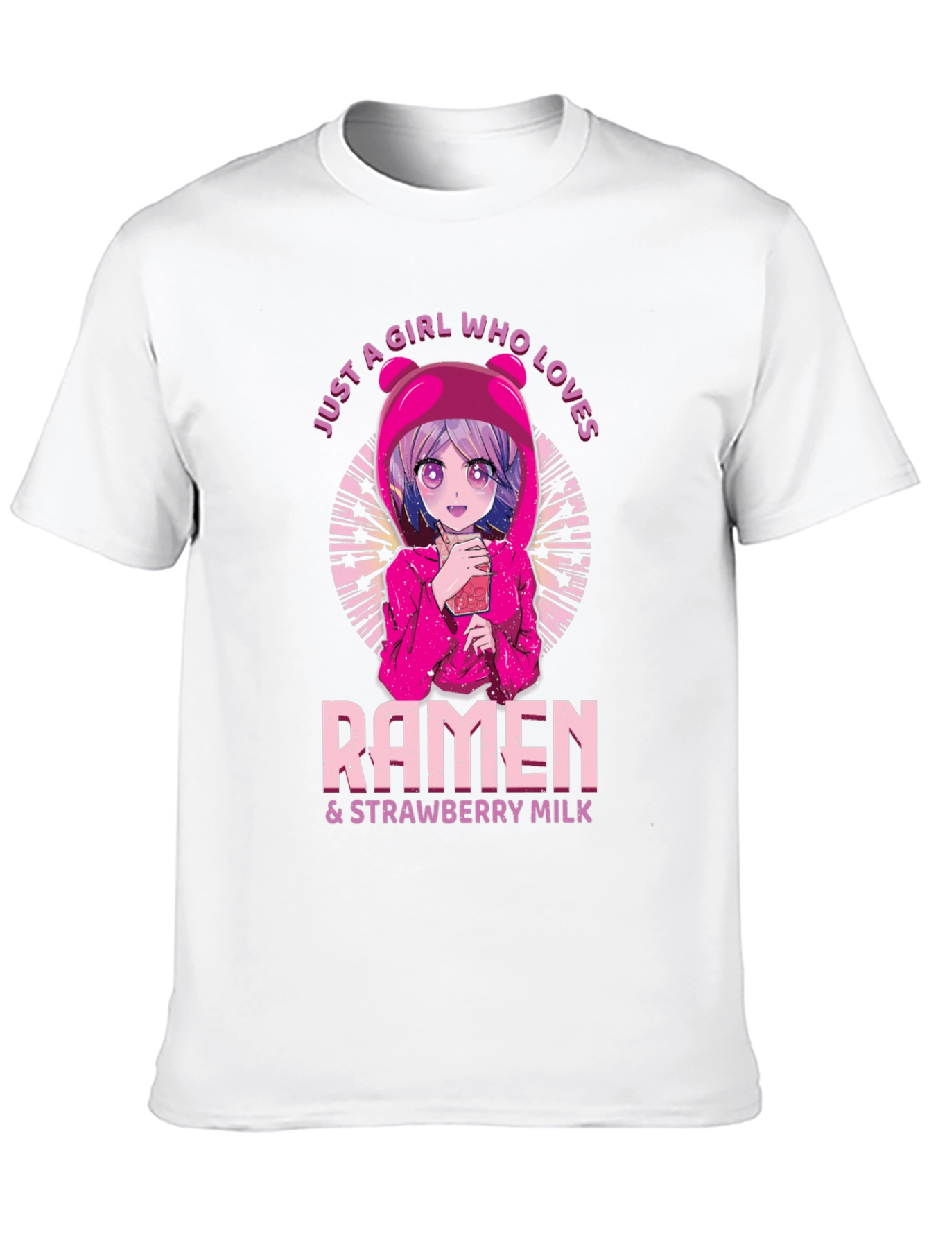 Ramen & Strawberry Milk Anime Girl T-Shirt