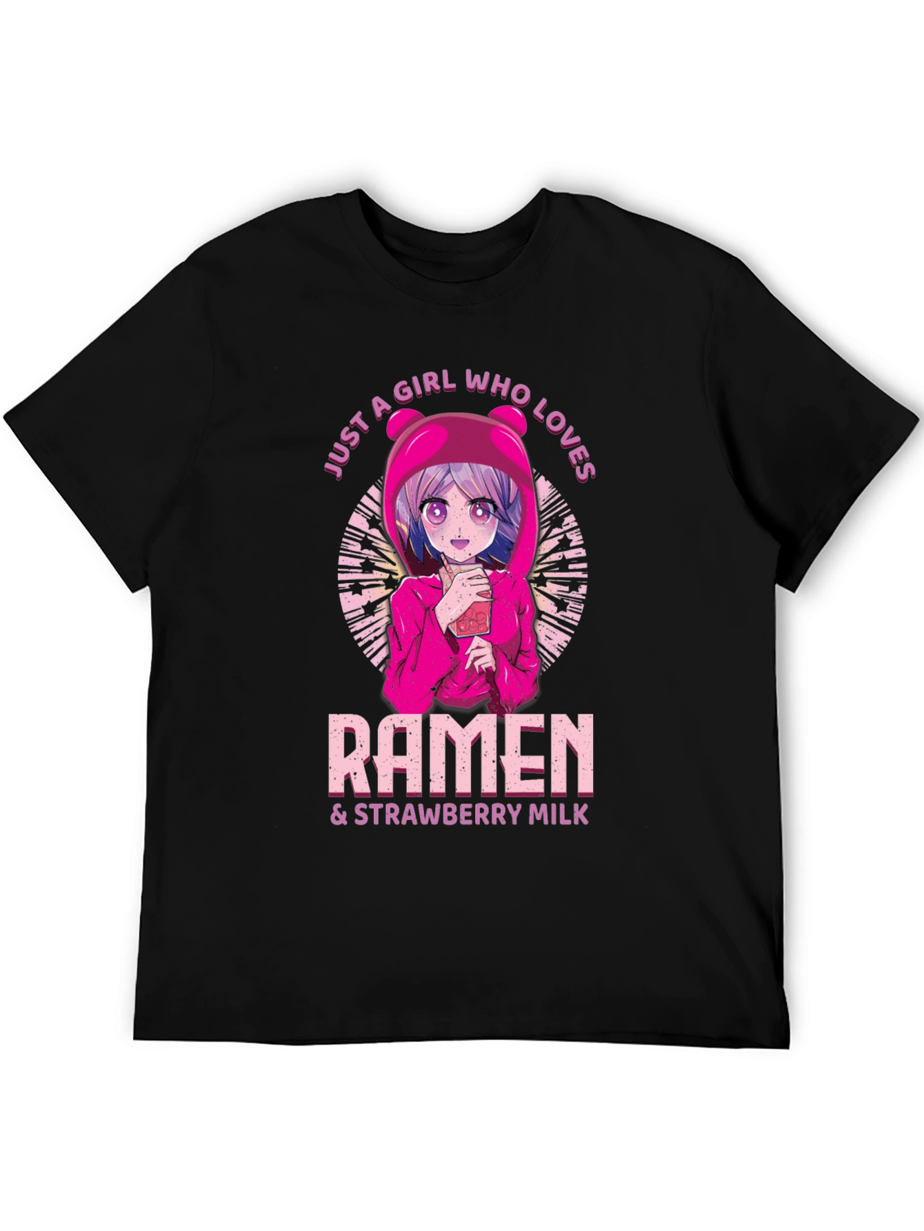 Ramen & Strawberry Milk Anime Girl T-Shirt