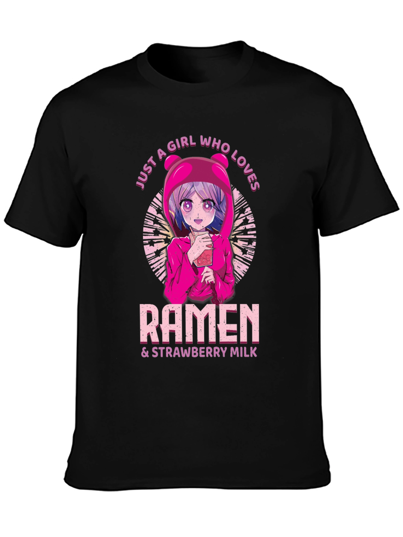 Ramen & Strawberry Milk Anime Girl T-Shirt