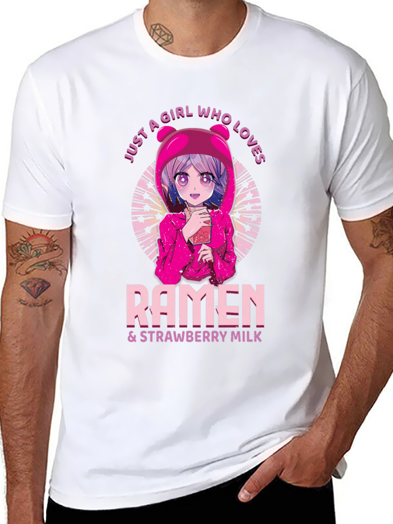 Ramen & Strawberry Milk Anime Girl T-Shirt