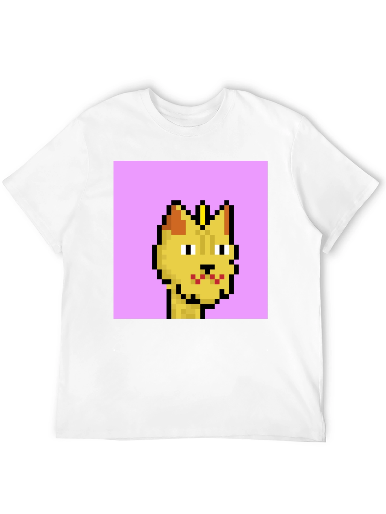Pixel Cat Graphic Tee - Black Cotton T-Shirt