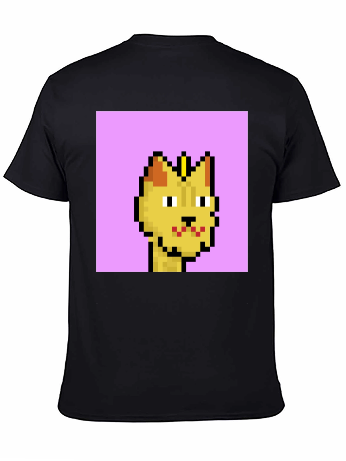 Pixel Cat Graphic Tee - Black Cotton T-Shirt