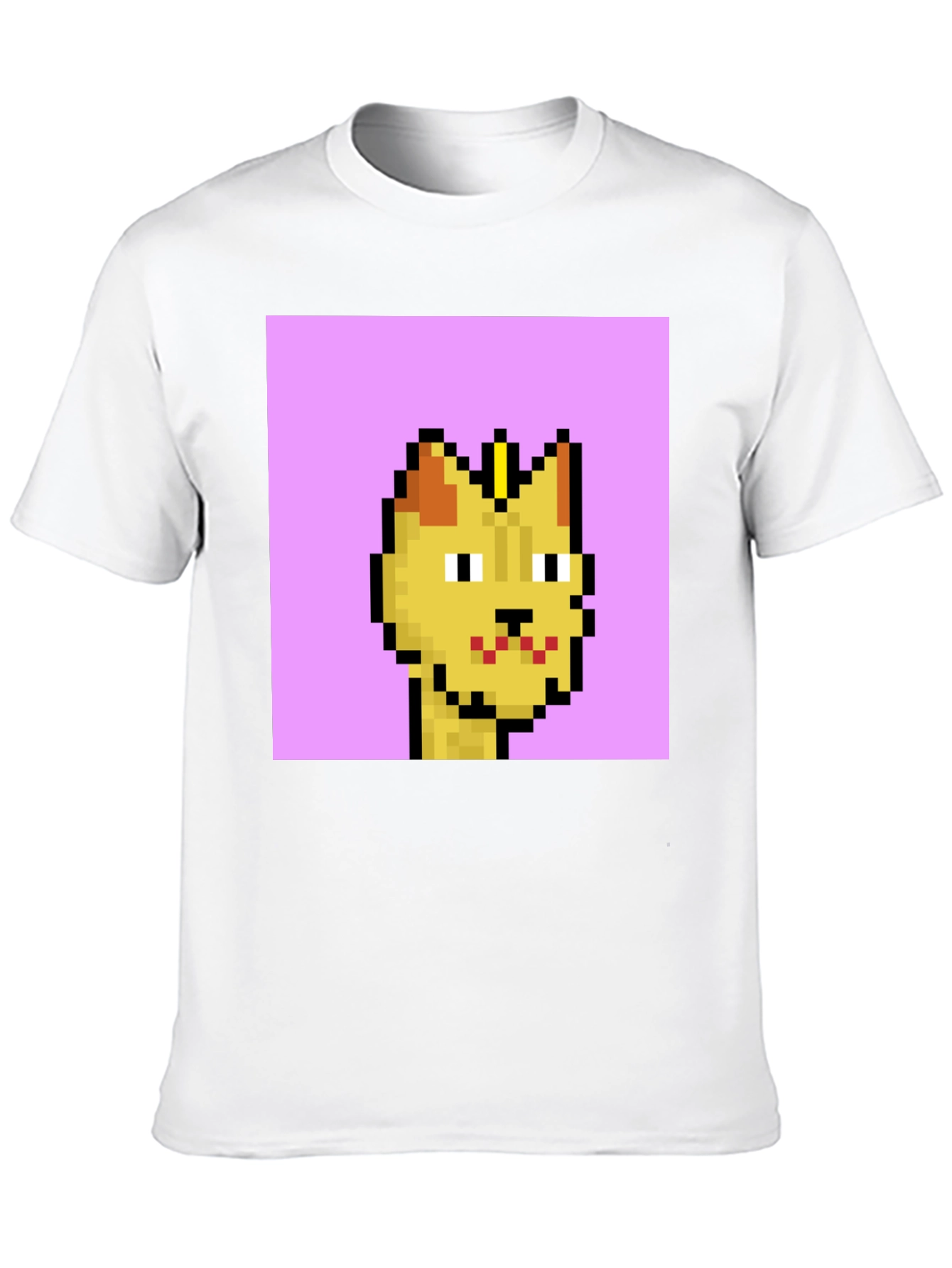 Pixel Cat Graphic Tee - Black Cotton T-Shirt