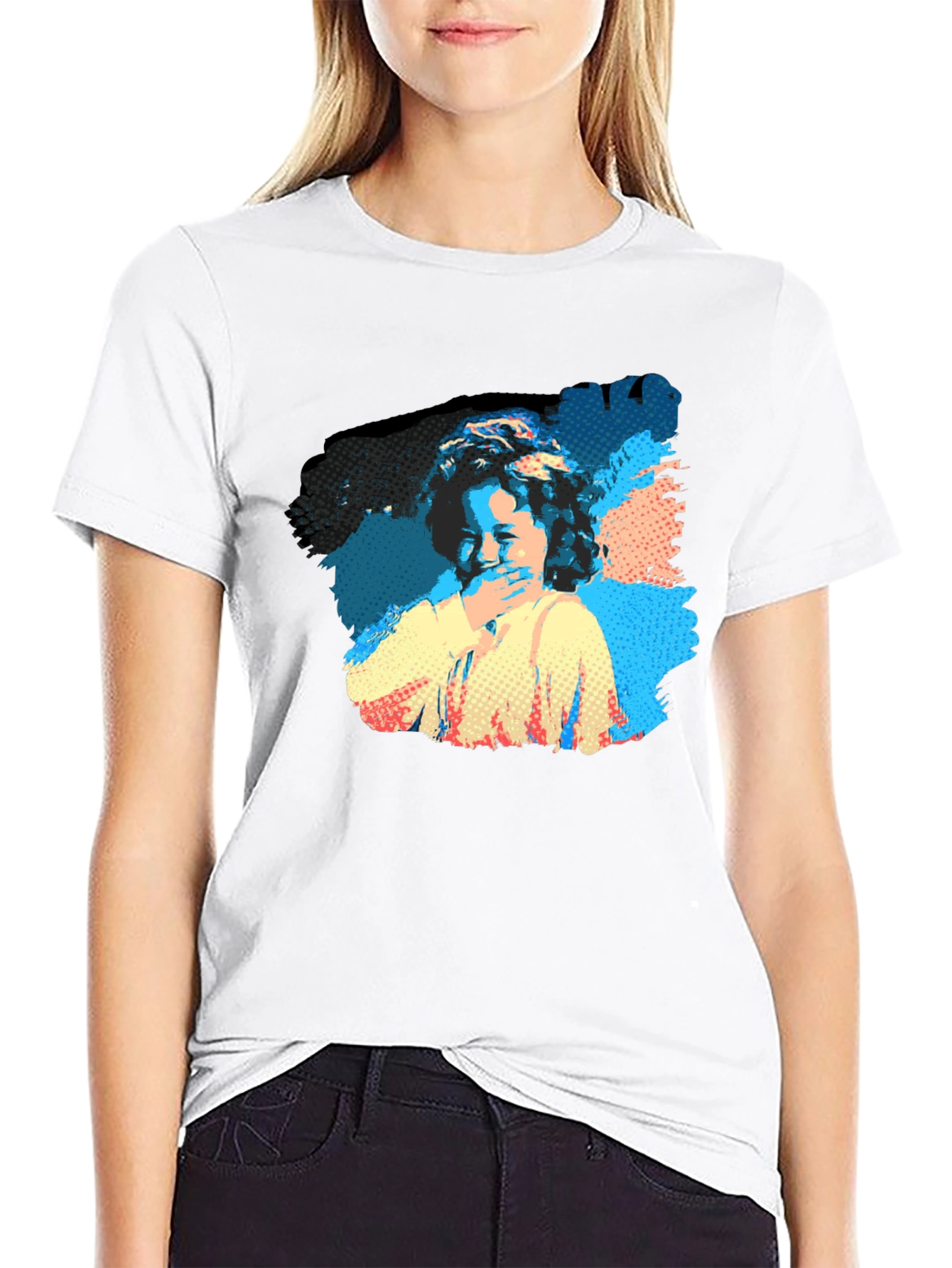 Pop Art Laughing Girl Black T-Shirt