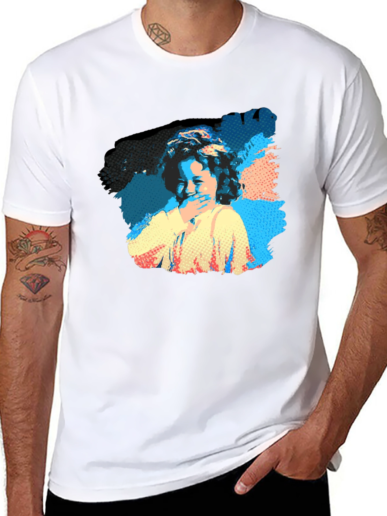 Pop Art Laughing Girl Black T-Shirt