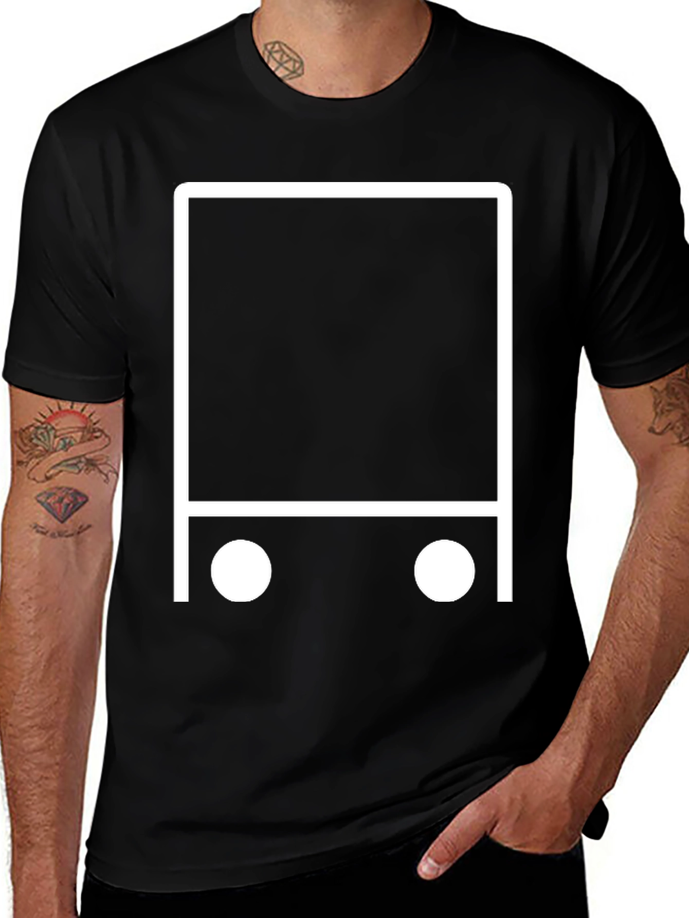 Abstract White Graphic Black Tee