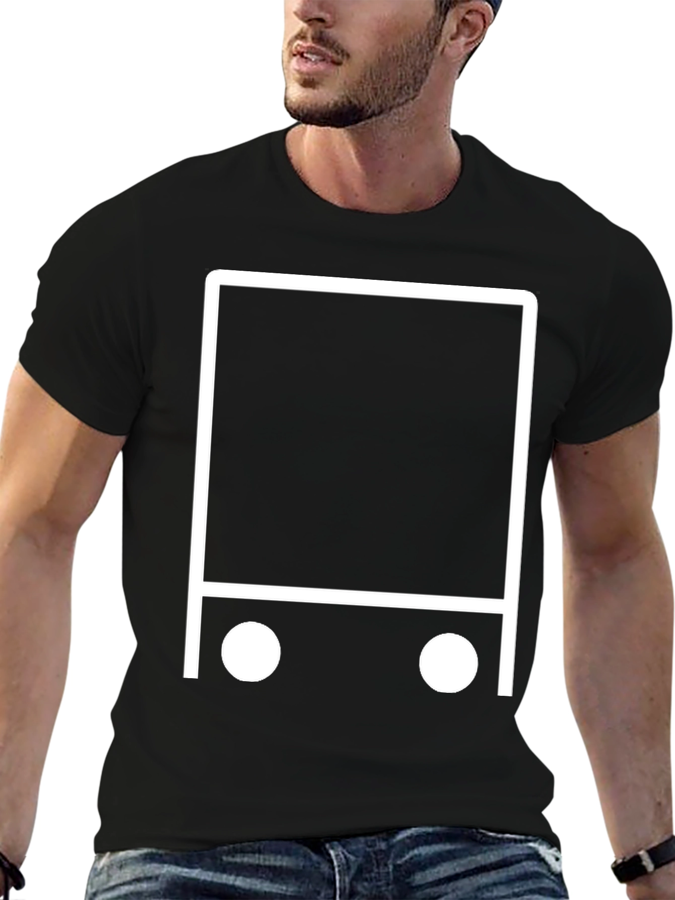 Abstract White Graphic Black Tee