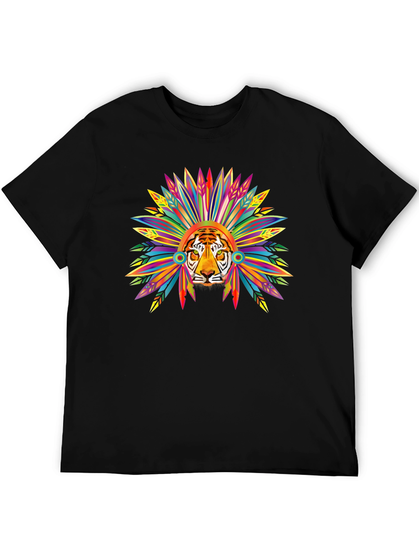 Tiger Headdress Graphic T-Shirt - Bold Tribal Style