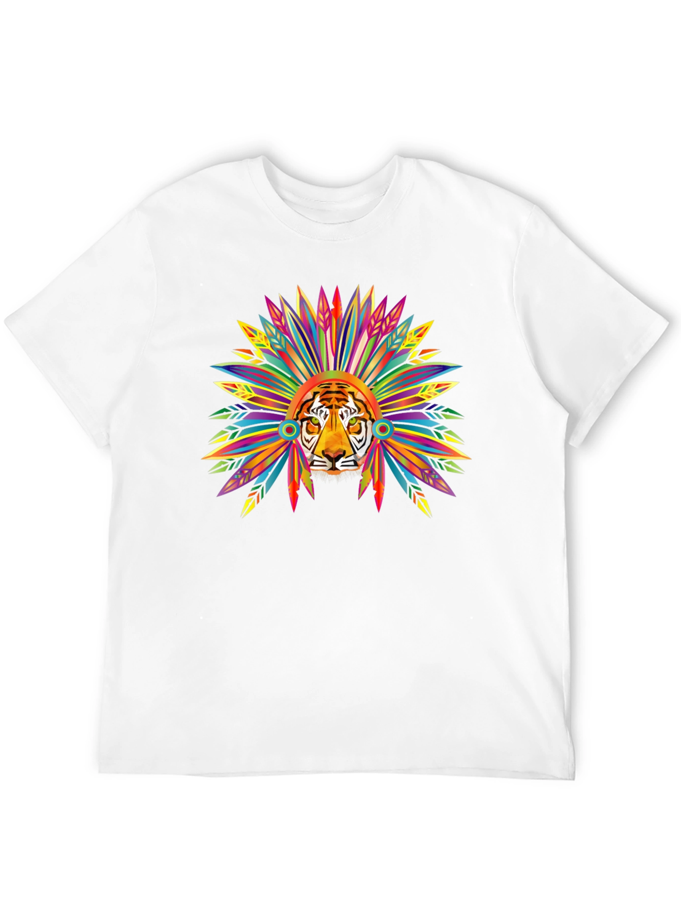 Tiger Headdress Graphic T-Shirt - Bold Tribal Style