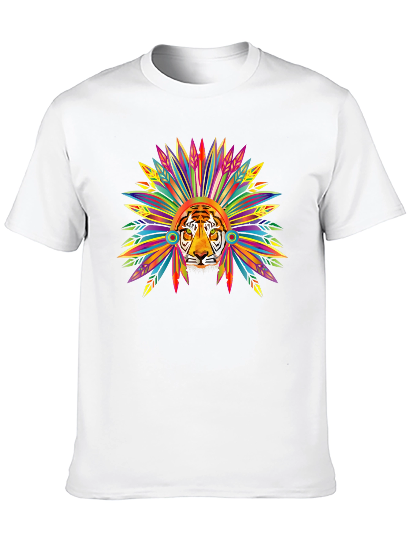 Tiger Headdress Graphic T-Shirt - Bold Tribal Style