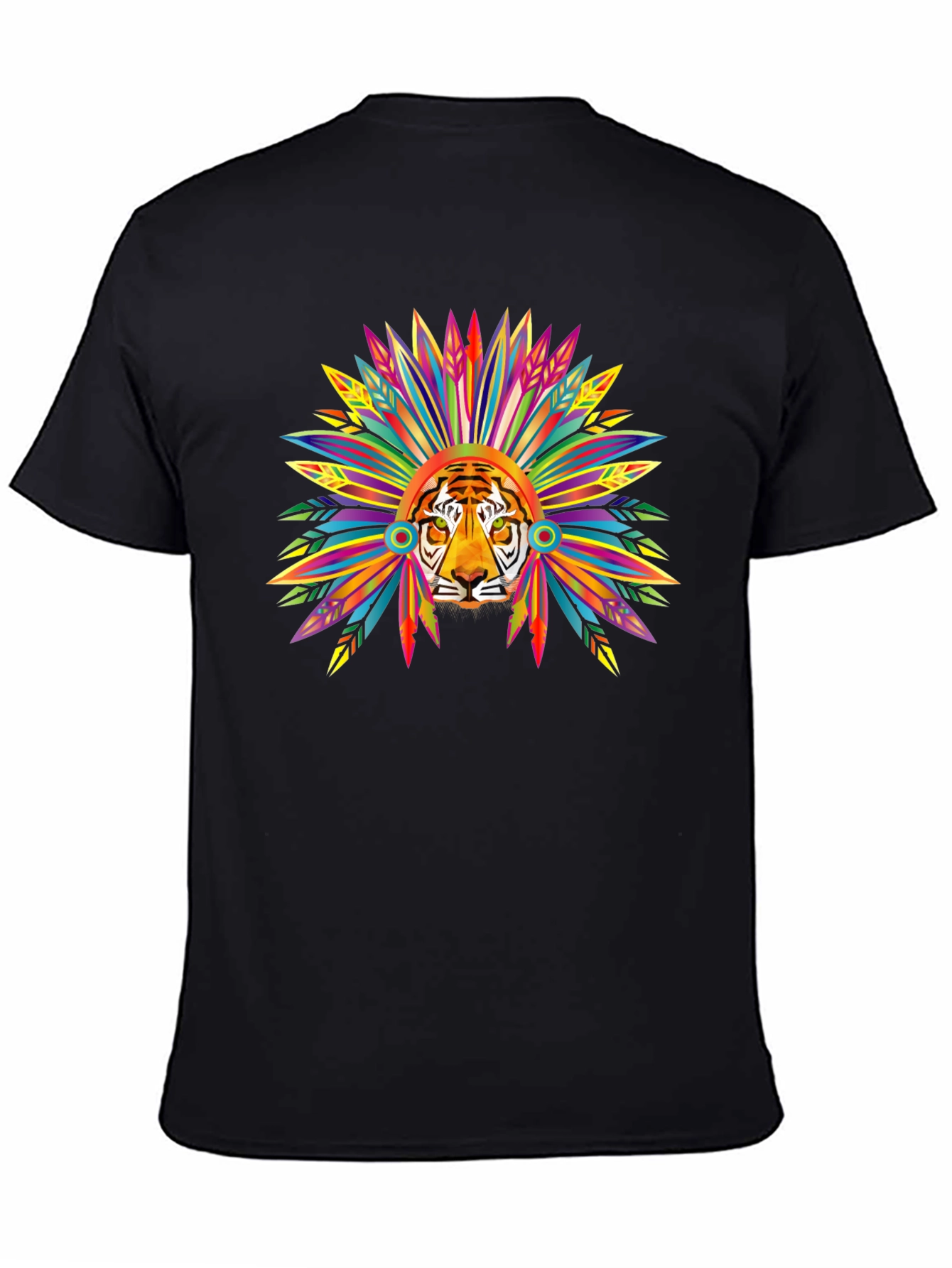 Tiger Headdress Graphic T-Shirt - Bold Tribal Style