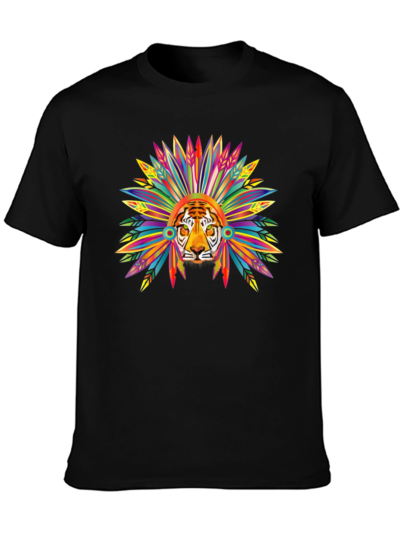 Tiger Headdress Graphic T-Shirt - Bold Tribal Style