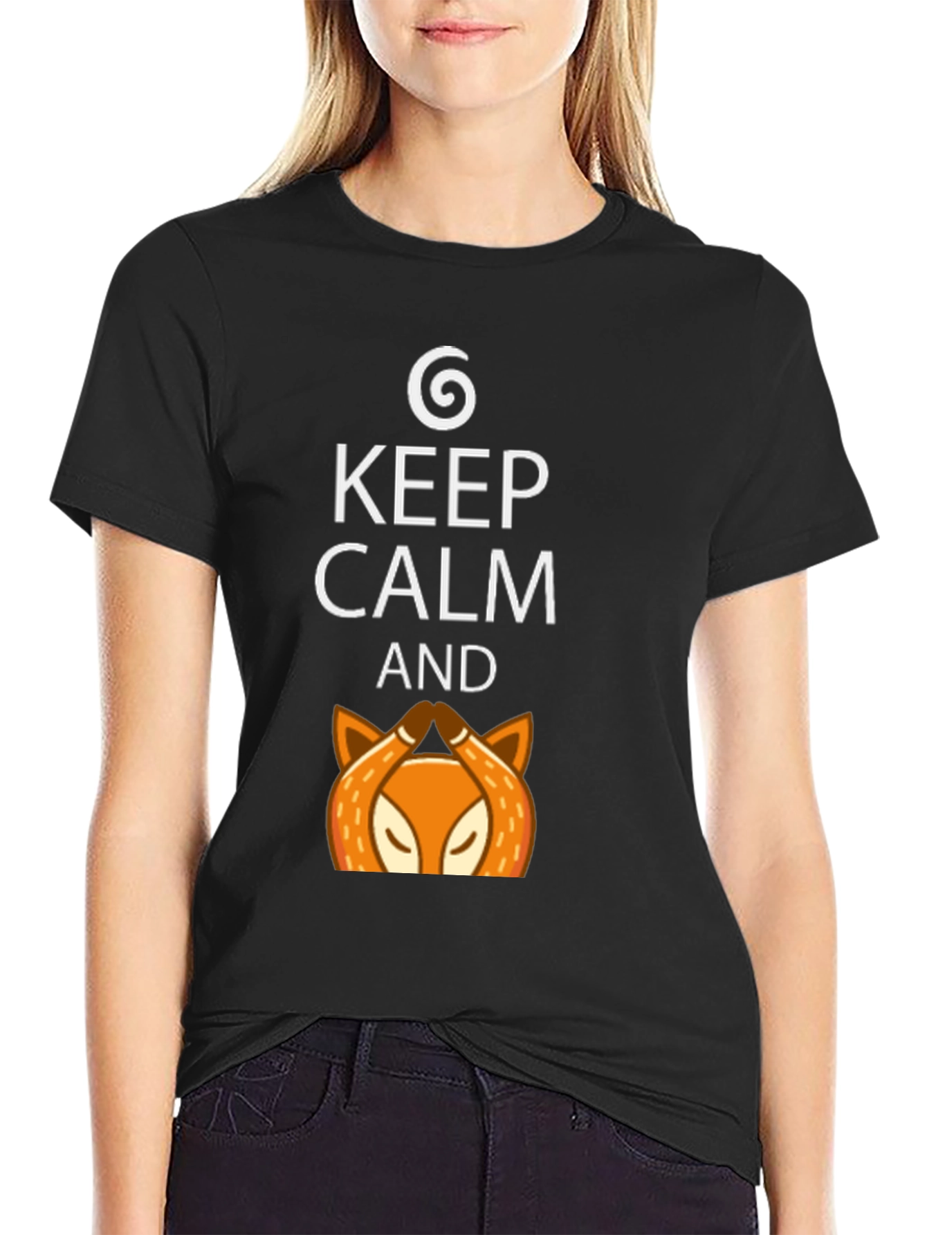 Keep Calm Fox Graphic Tee - Mens Black T-Shirt
