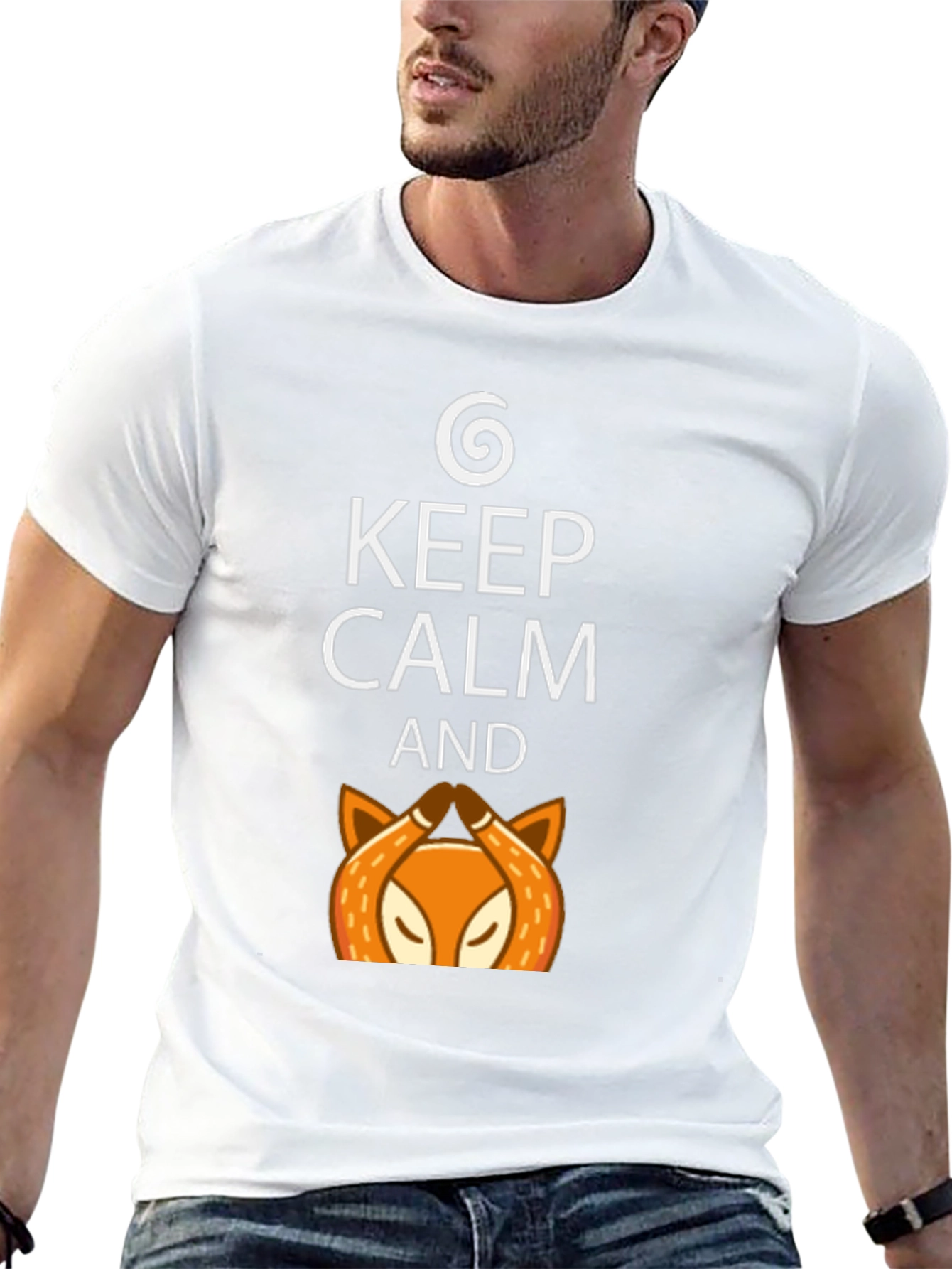 Keep Calm Fox Graphic Tee - Mens Black T-Shirt