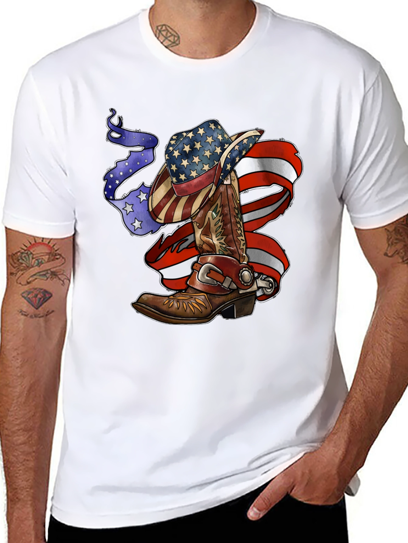 Patriotic Cowboy Boot and Hat Tee