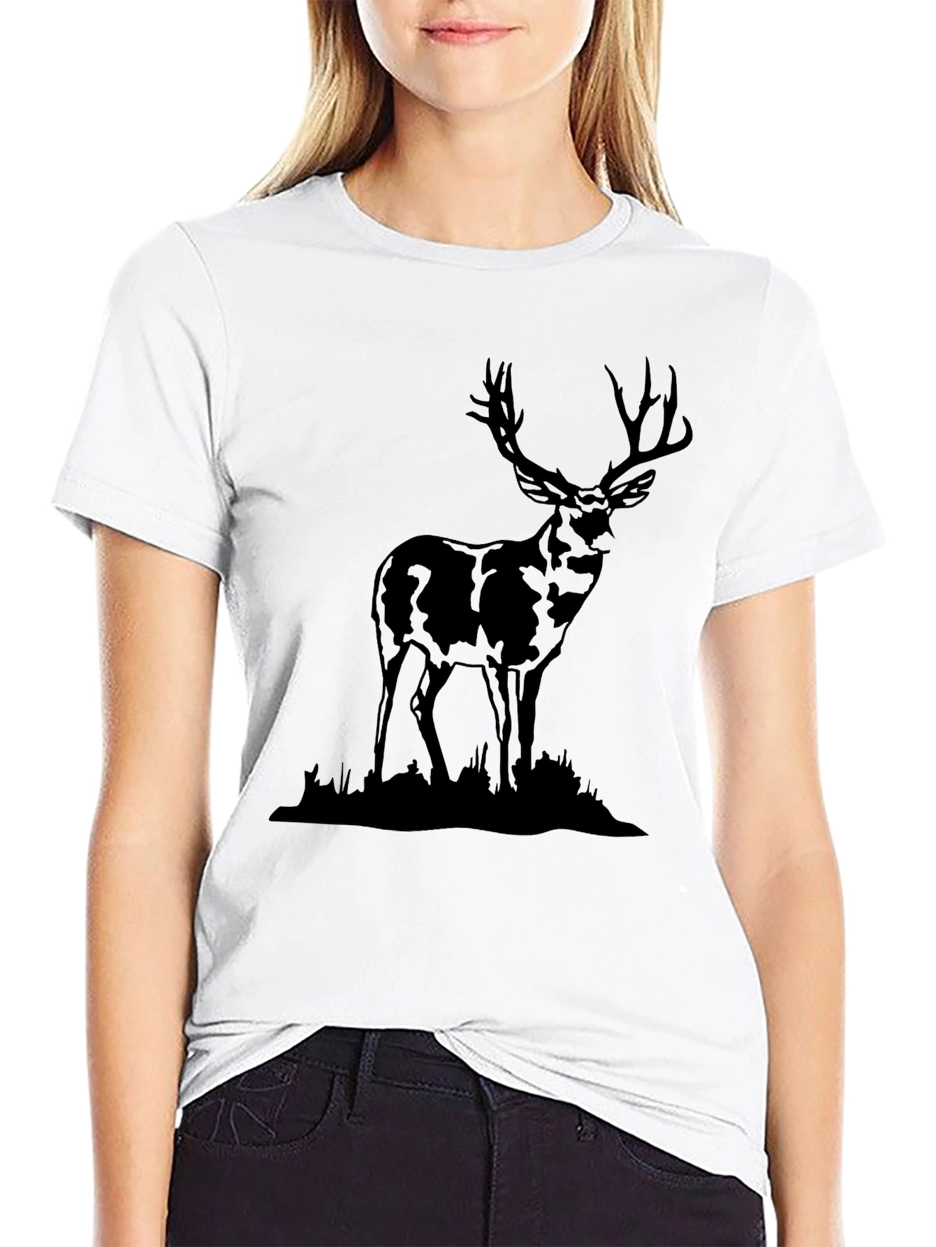Black Deer Graphic Tee | Wildlife T-Shirt