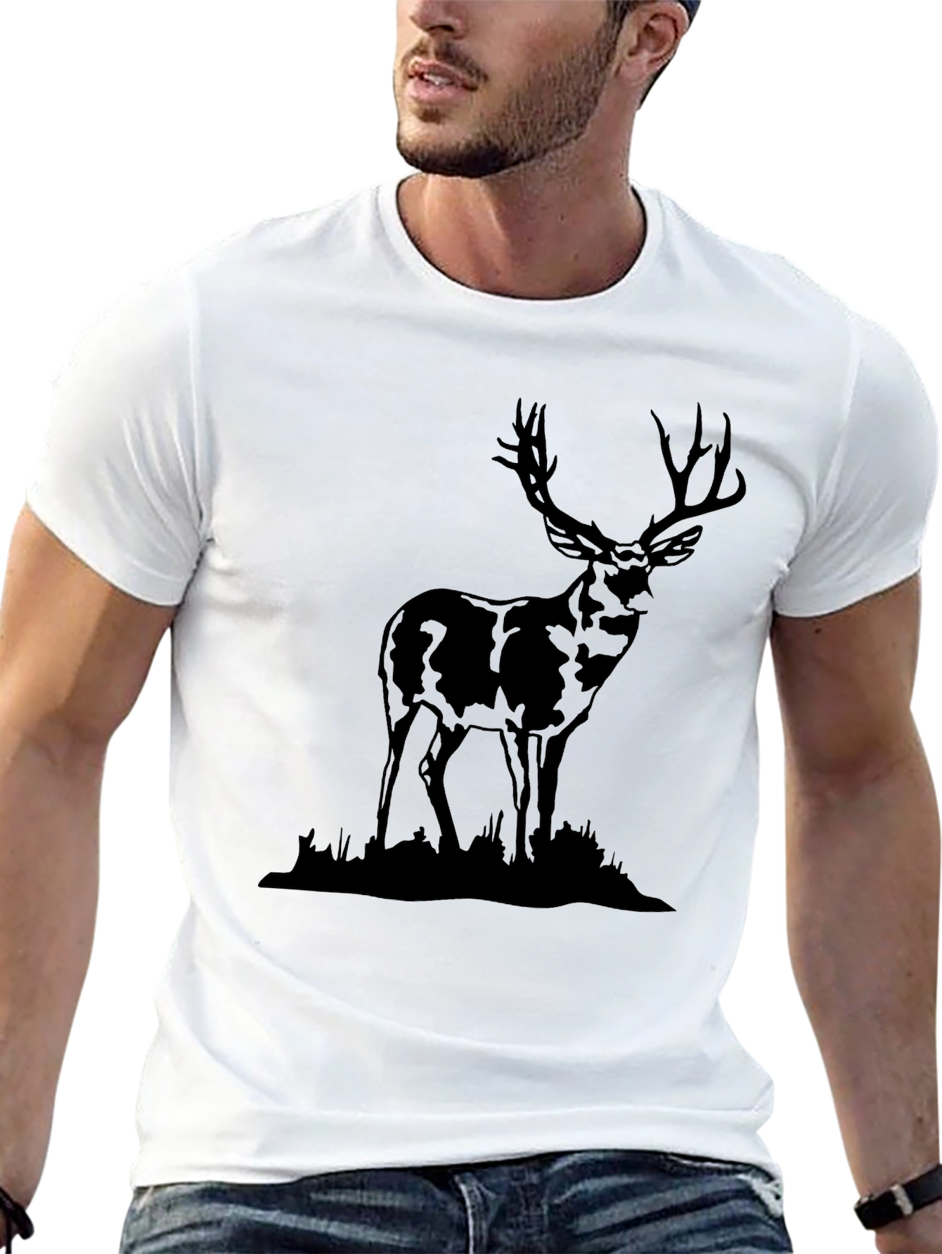 Black Deer Graphic Tee | Wildlife T-Shirt