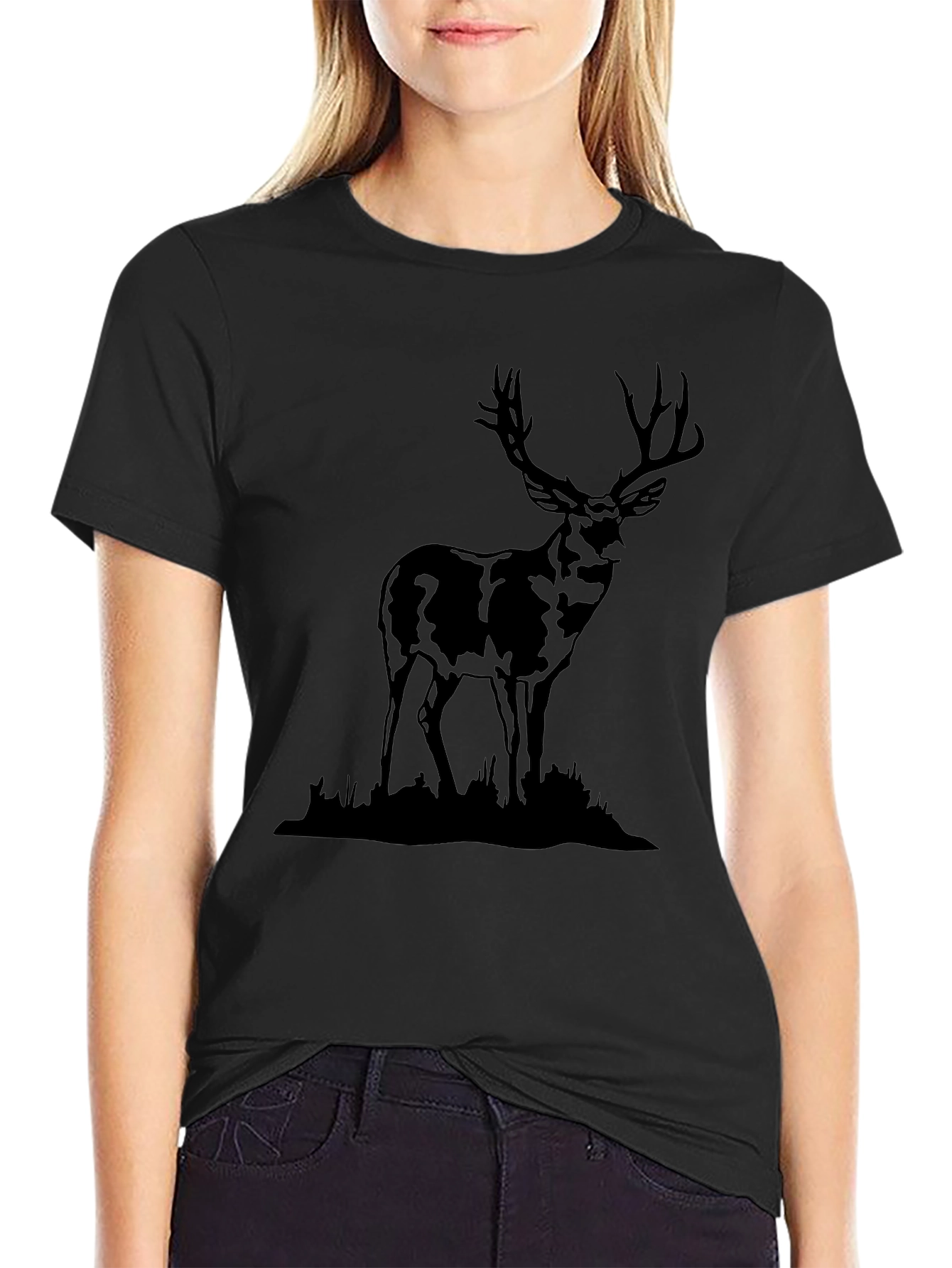 Black Deer Graphic Tee | Wildlife T-Shirt