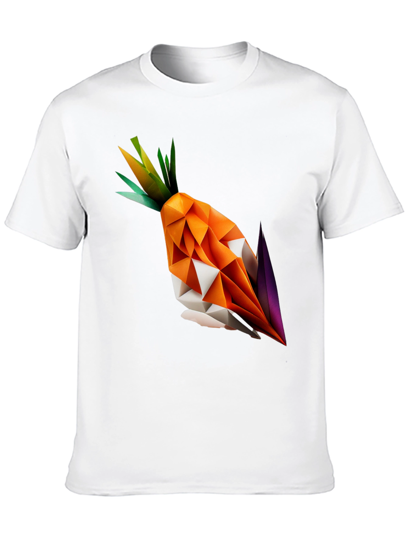Geometric Origami Carrot Black T-Shirt