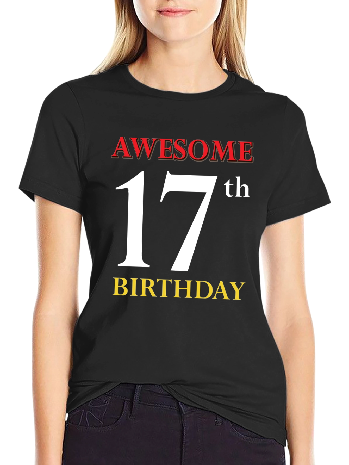 Awesome 17th Birthday Black T-Shirt