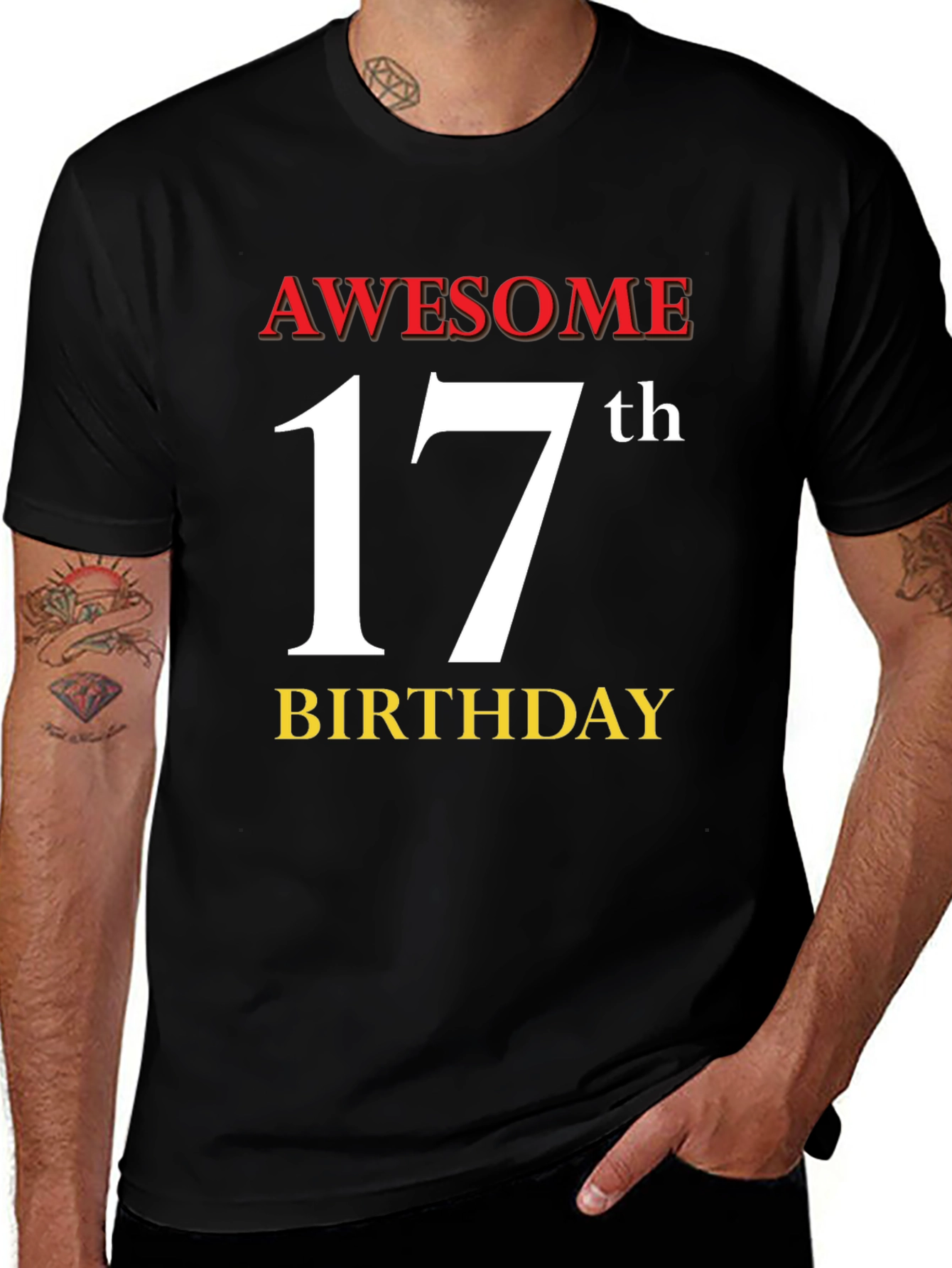 Awesome 17th Birthday Black T-Shirt