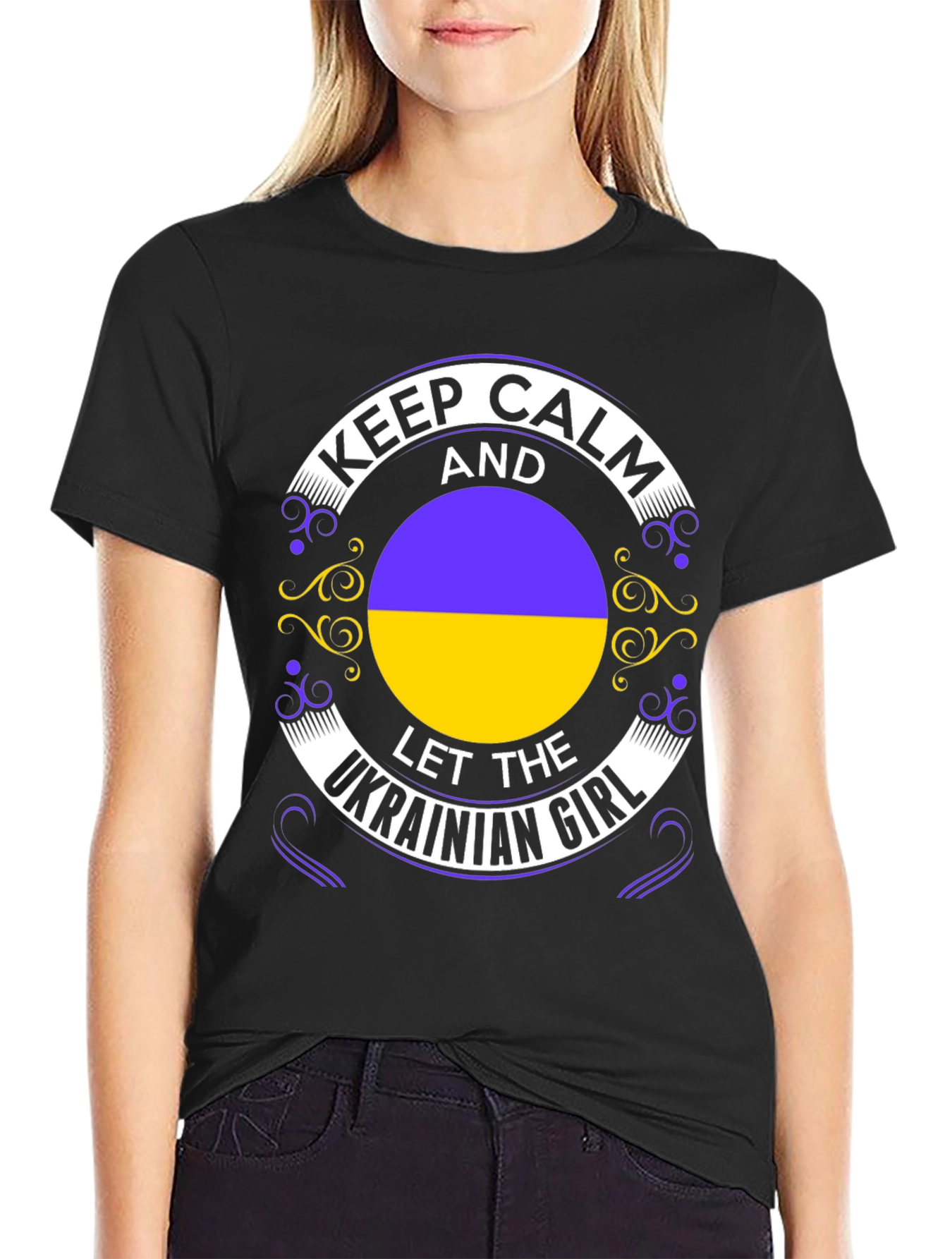 Keep Calm Ukrainian Girl Black T-Shirt