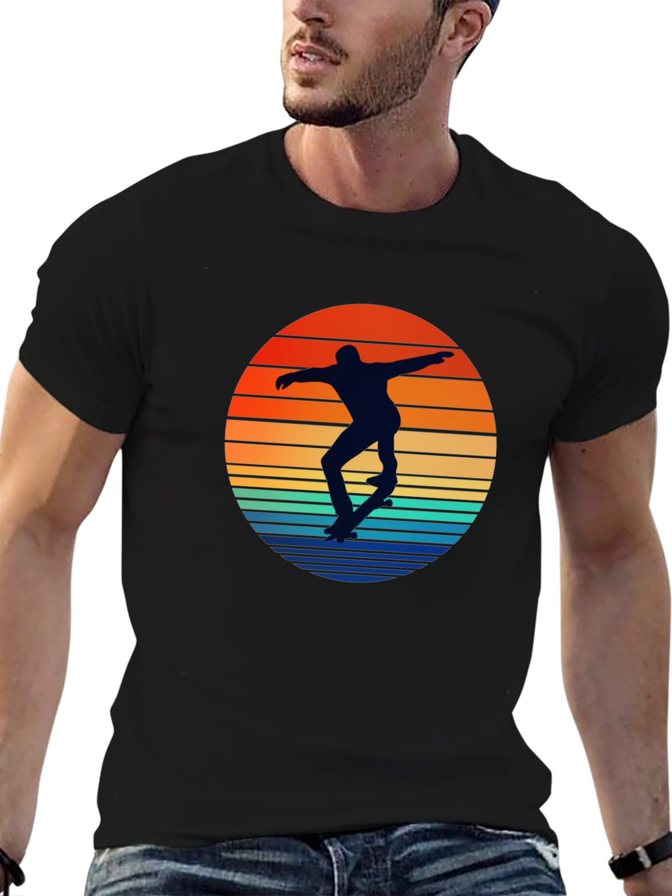 Skateboarder Sunset Graphic Tee - Retro Style