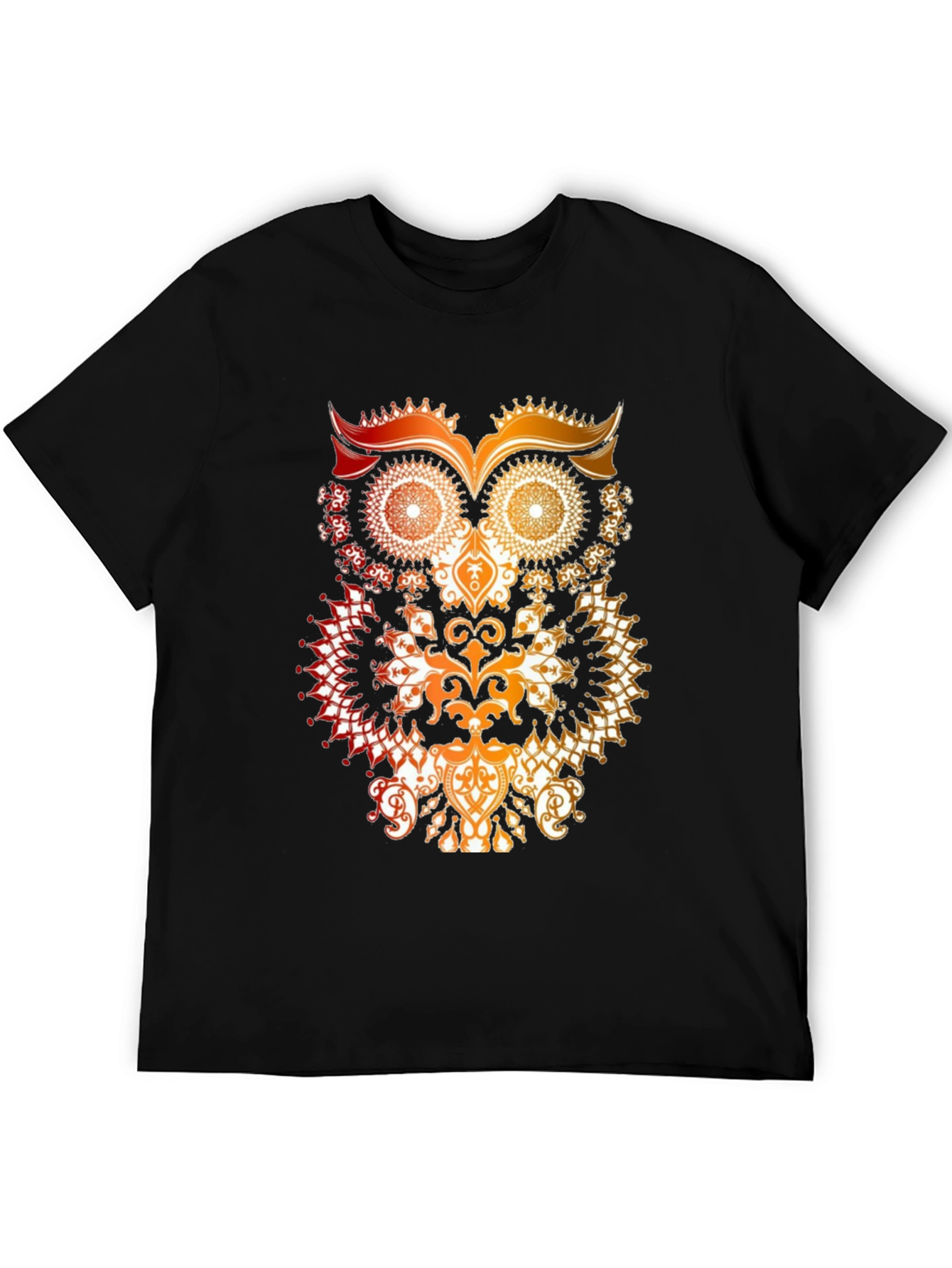 Owl Mandala Graphic Print T-Shirt - Mens Black Tee