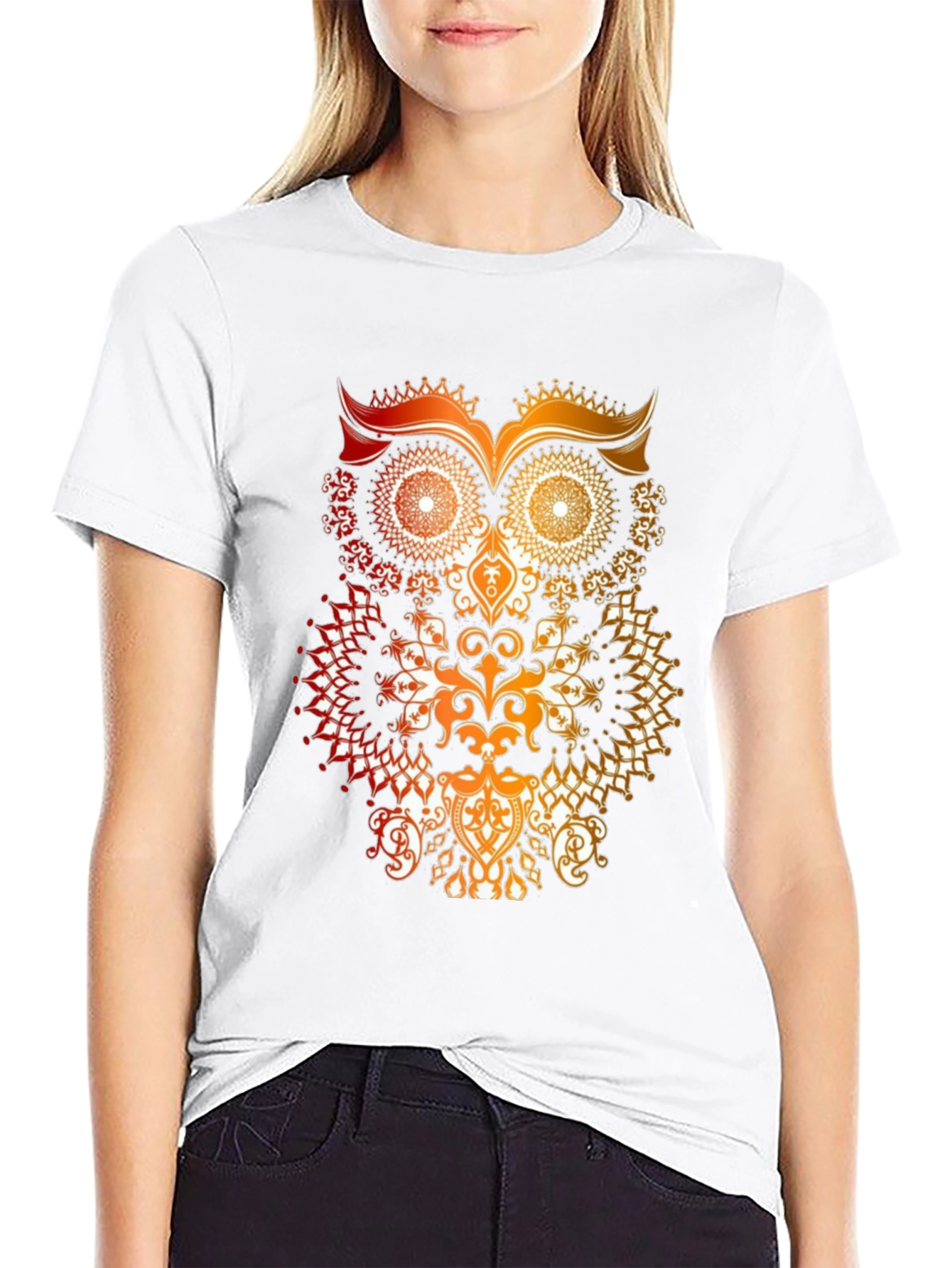 Owl Mandala Graphic Print T-Shirt - Mens Black Tee