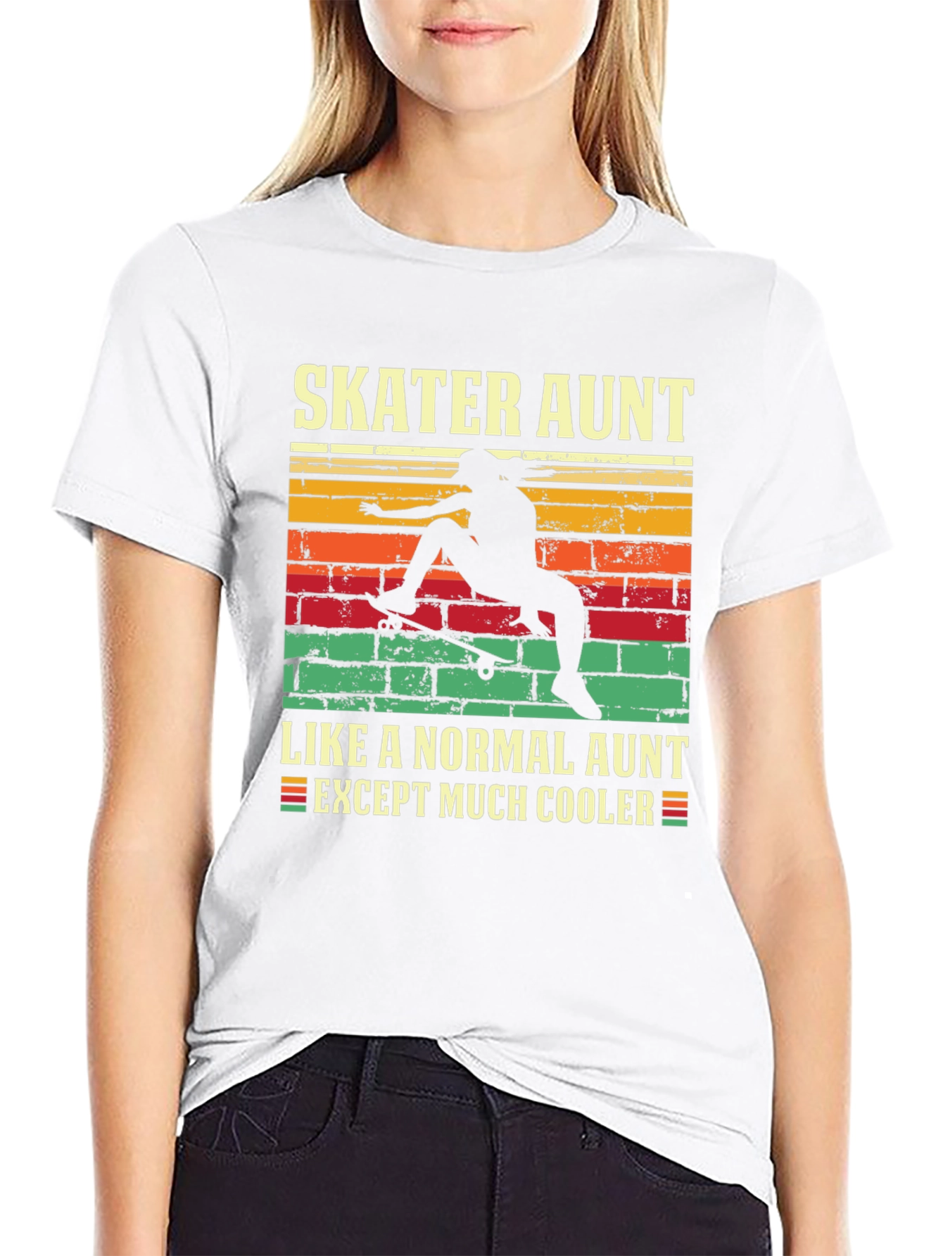 Skater Aunt Graphic Tee - Cool Aunt T-Shirt