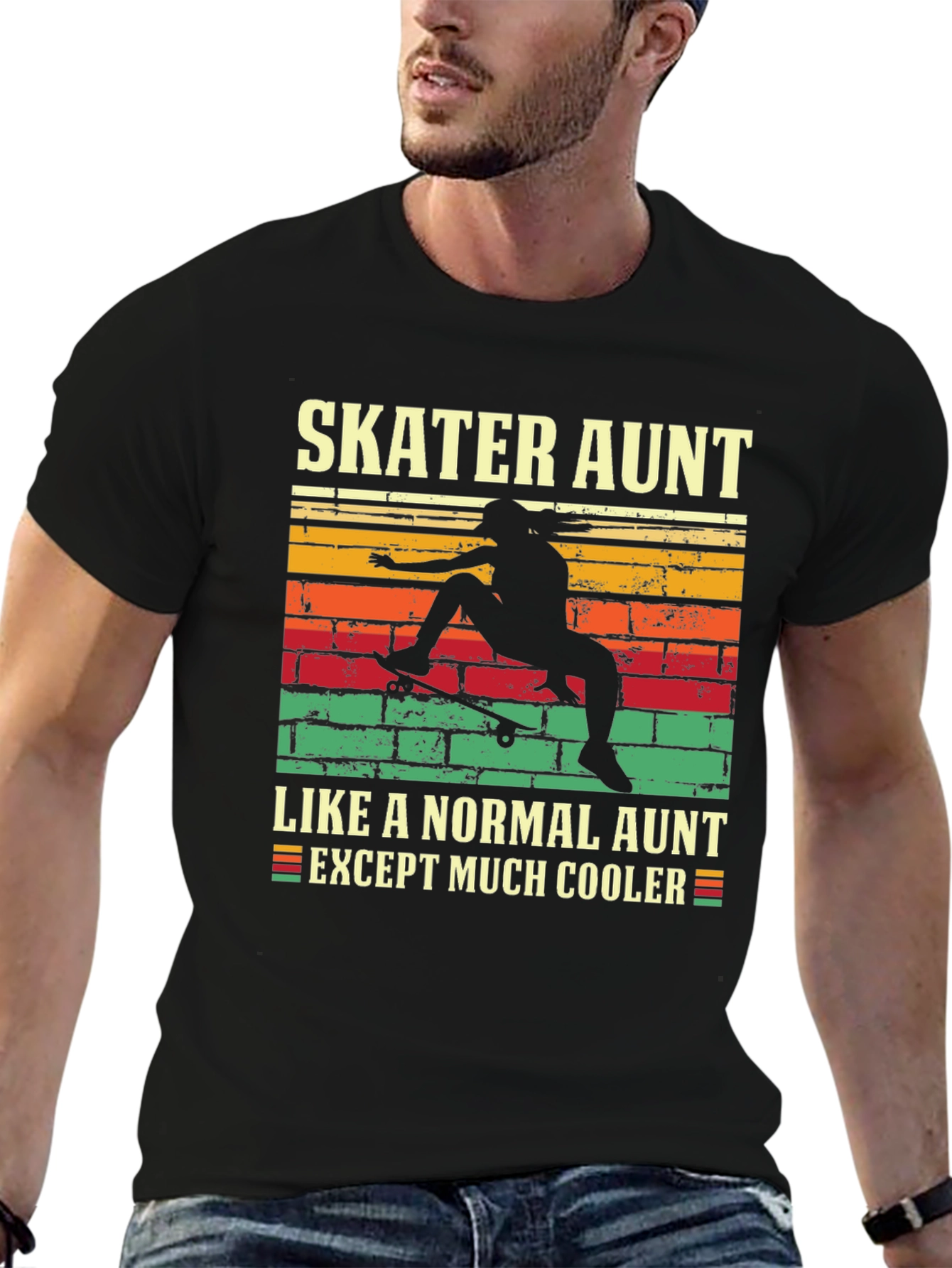 Skater Aunt Graphic Tee - Cool Aunt T-Shirt