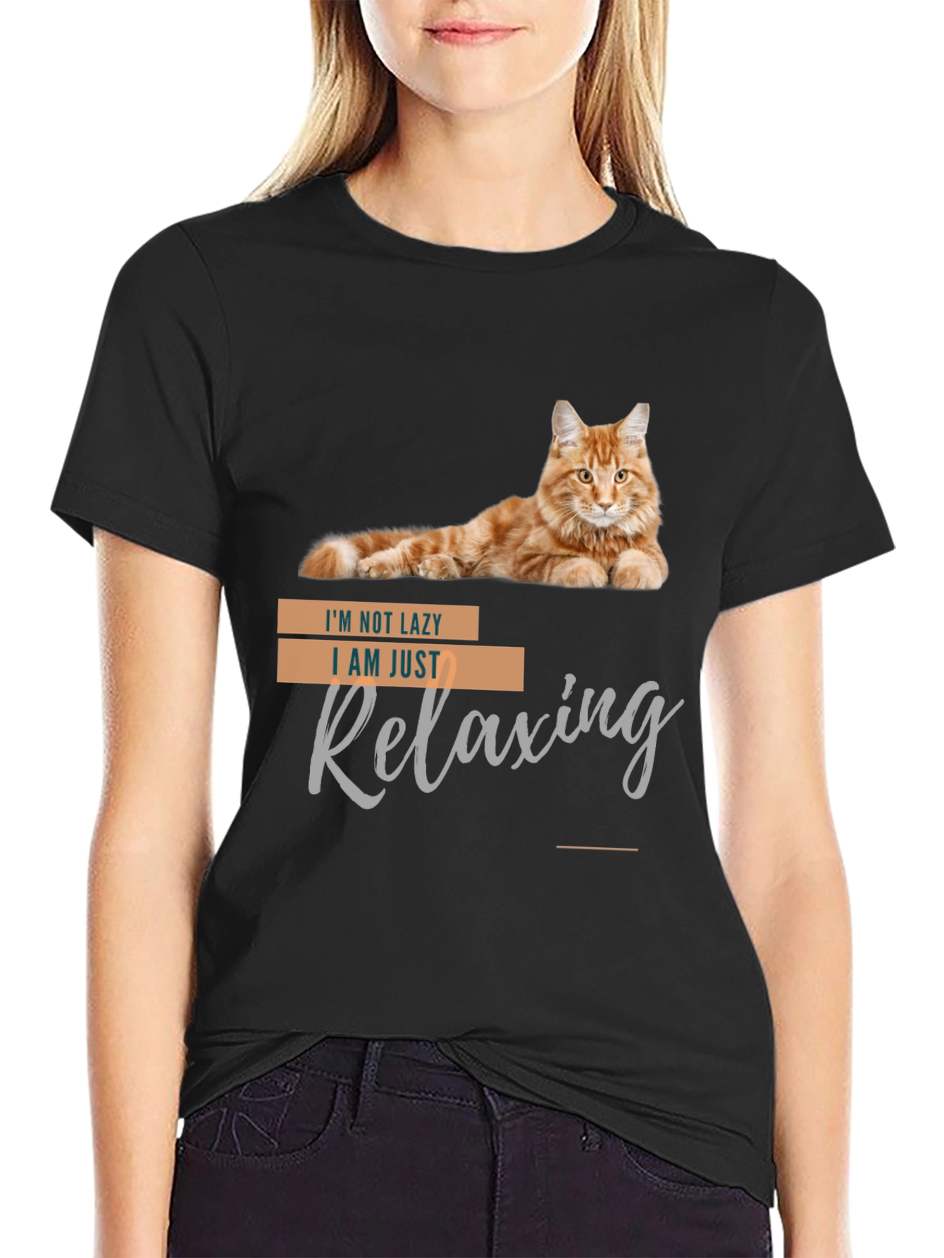 Funny Cat T-Shirt - Im Not Lazy Relaxing