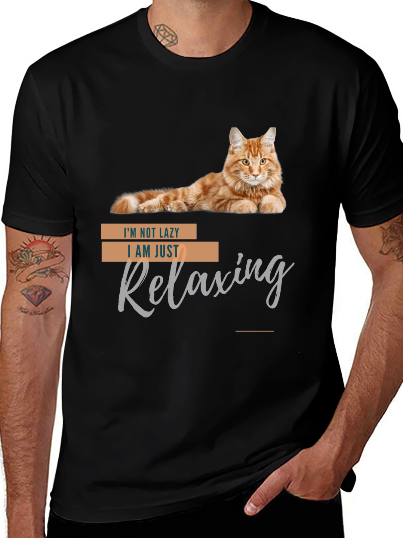 Funny Cat T-Shirt - Im Not Lazy Relaxing