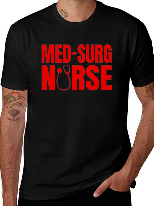 Med-Surg Nurse Stethoscope Graphic Tee - Black