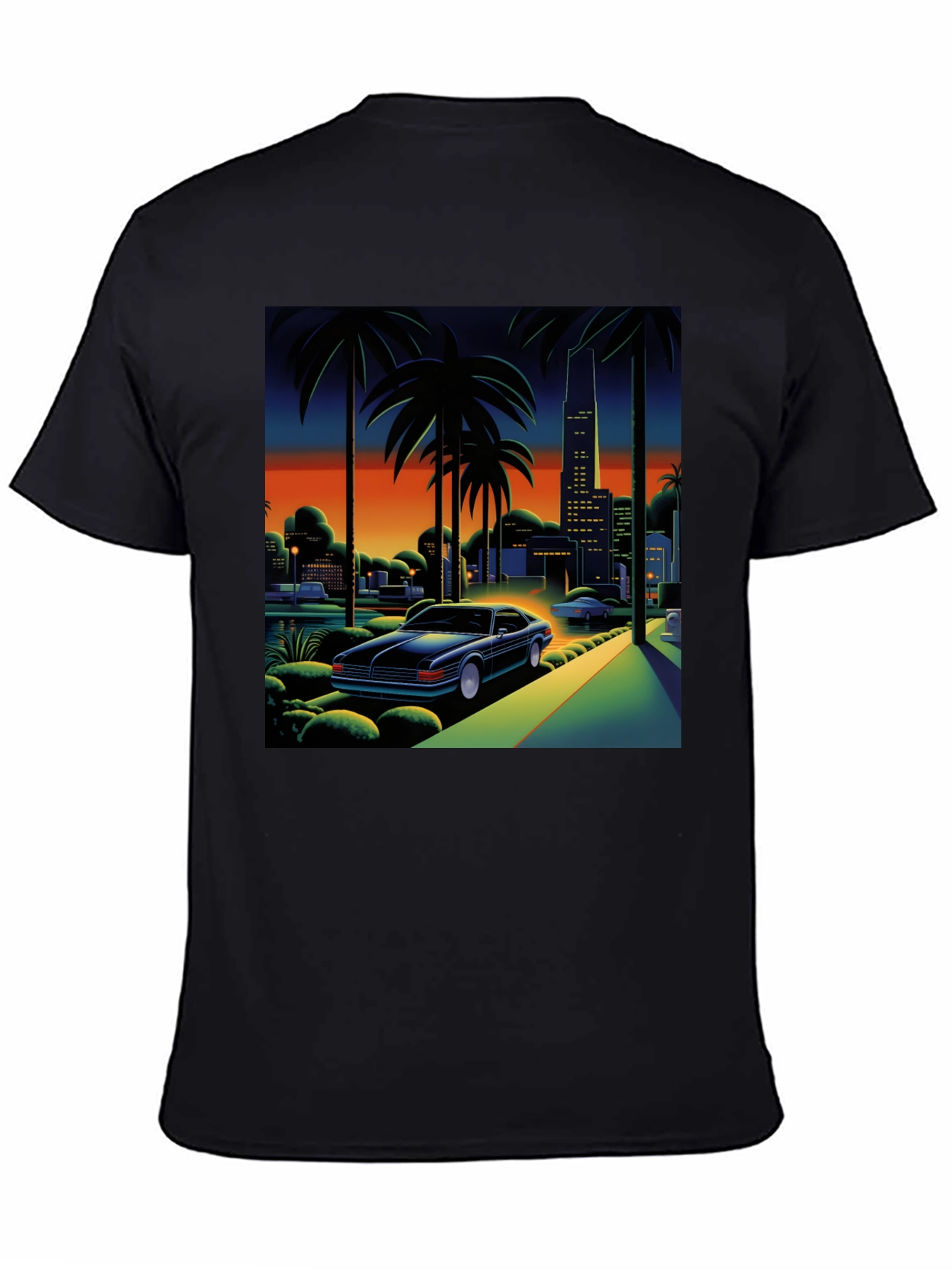 Miami Vice Style Graphic Tee - Black T-Shirt