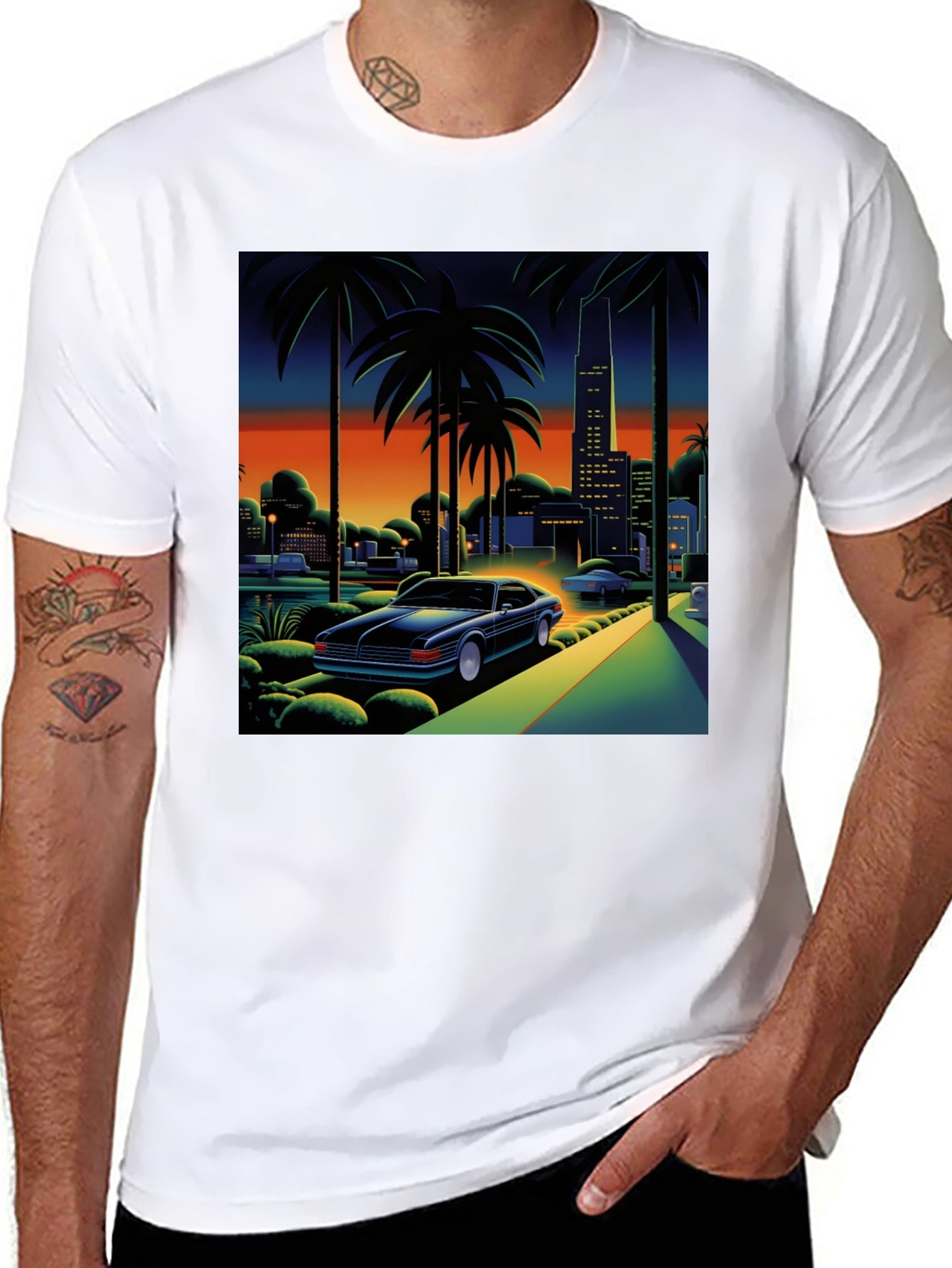 Miami Vice Style Graphic Tee - Black T-Shirt