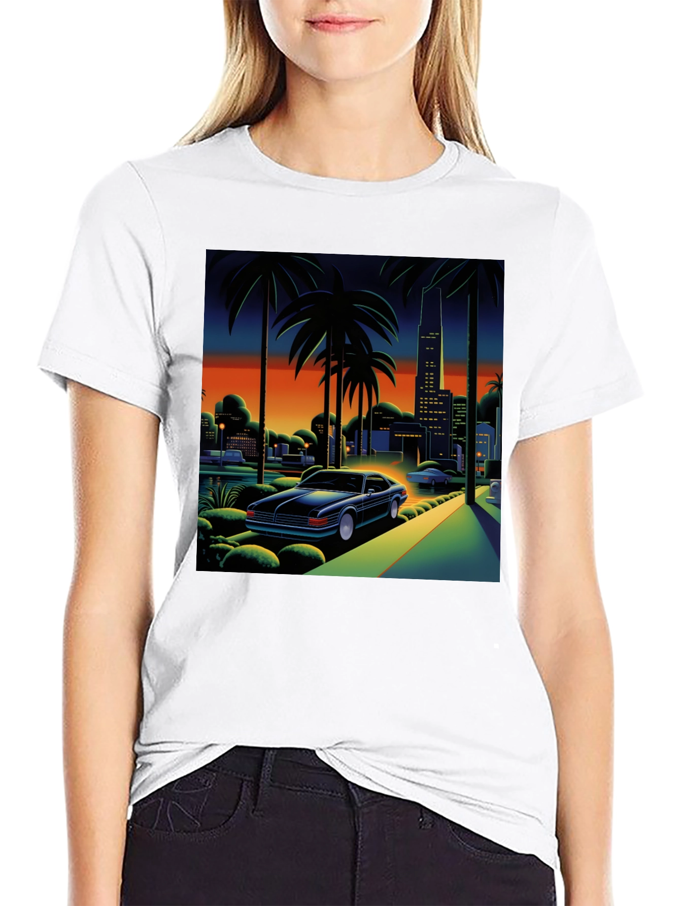 Miami Vice Style Graphic Tee - Black T-Shirt