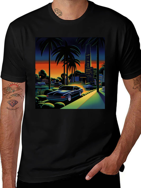 Miami Vice Style Graphic Tee - Black T-Shirt
