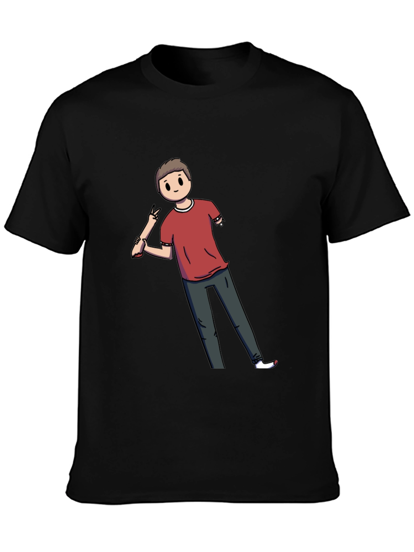 Cartoon Amputee on Black T-Shirt