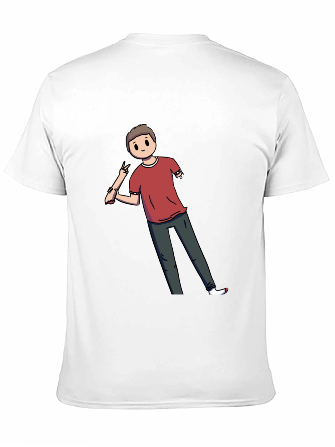 Cartoon Amputee on Black T-Shirt