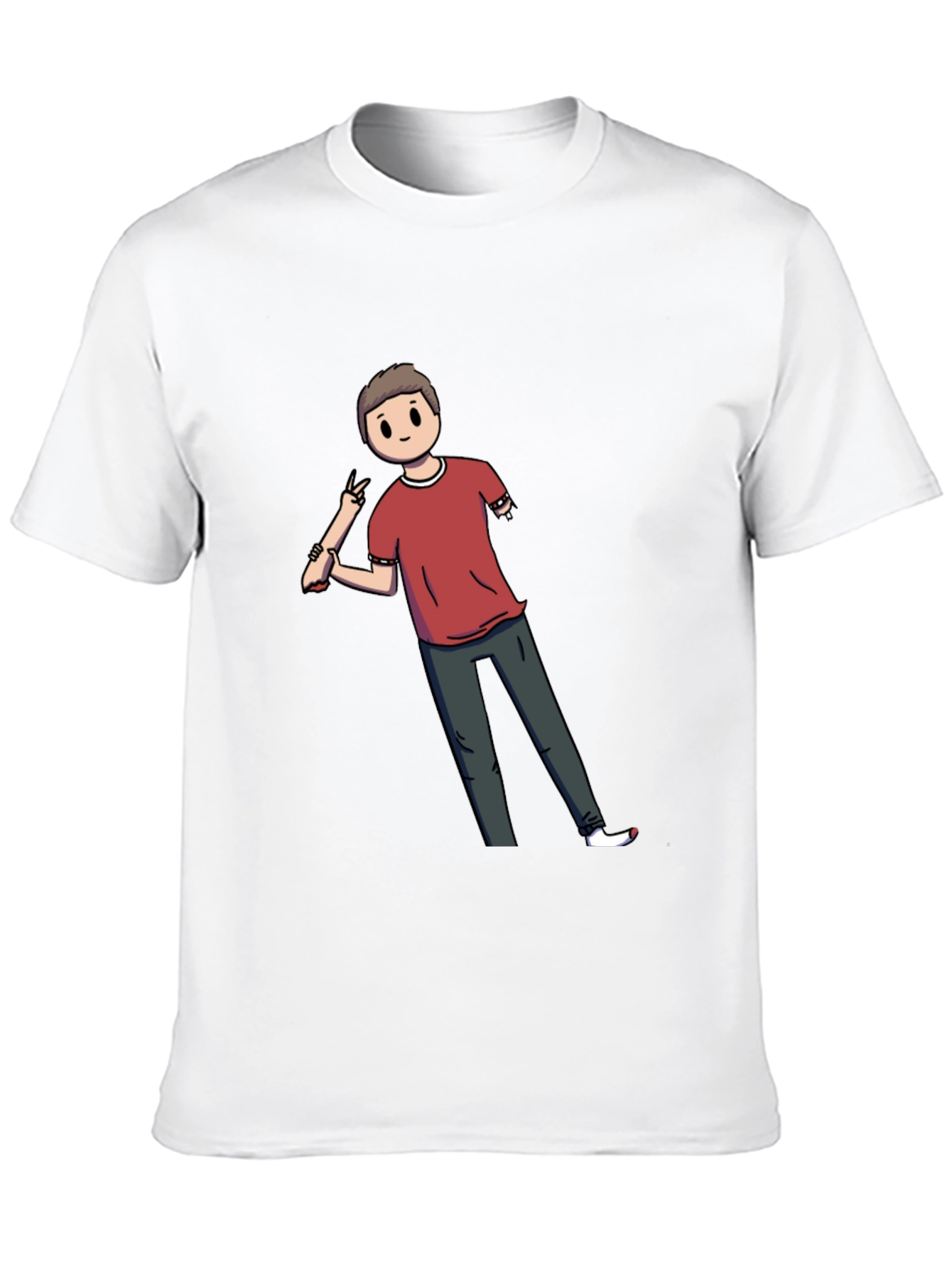 Cartoon Amputee on Black T-Shirt