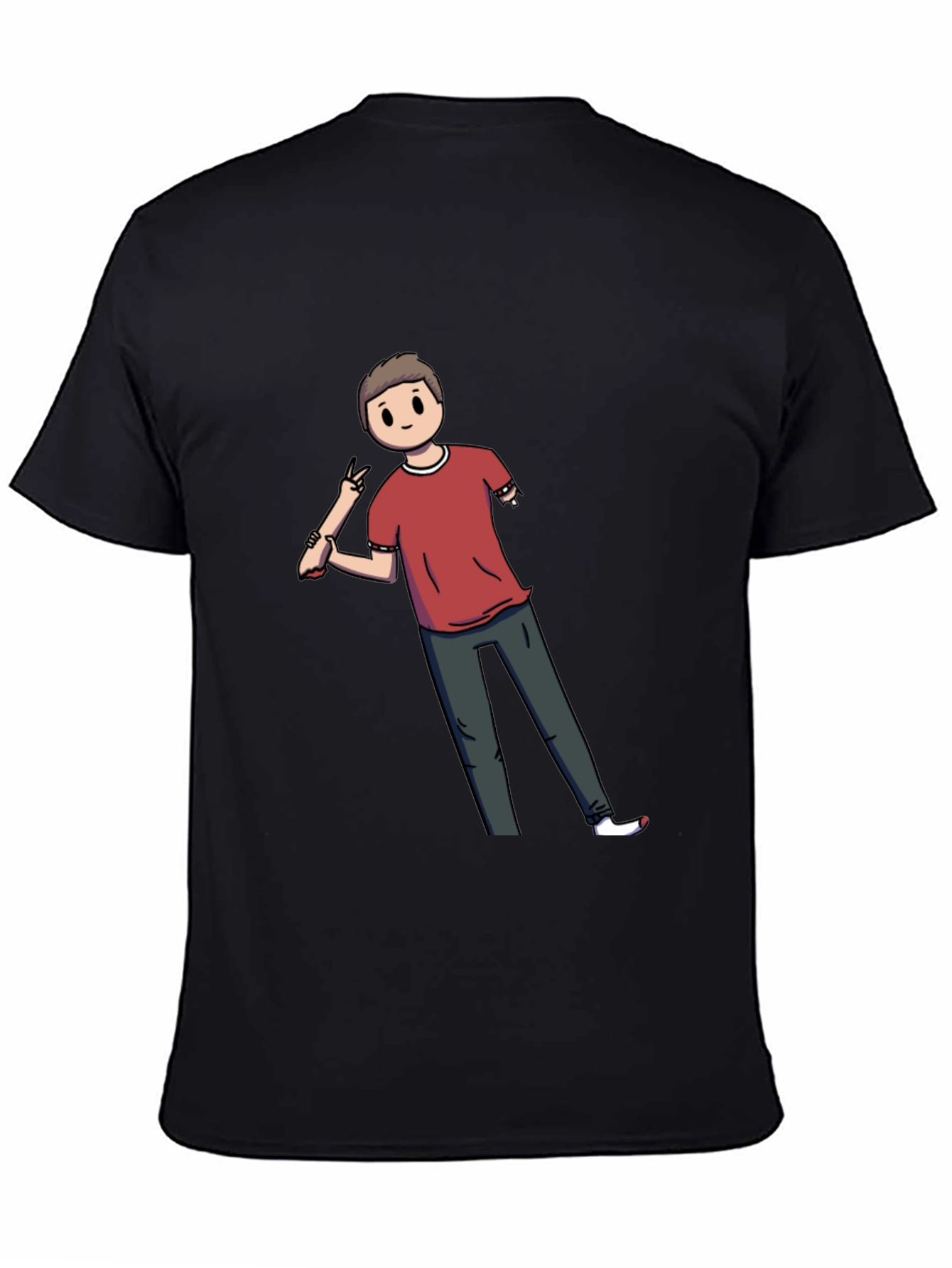 Cartoon Amputee on Black T-Shirt